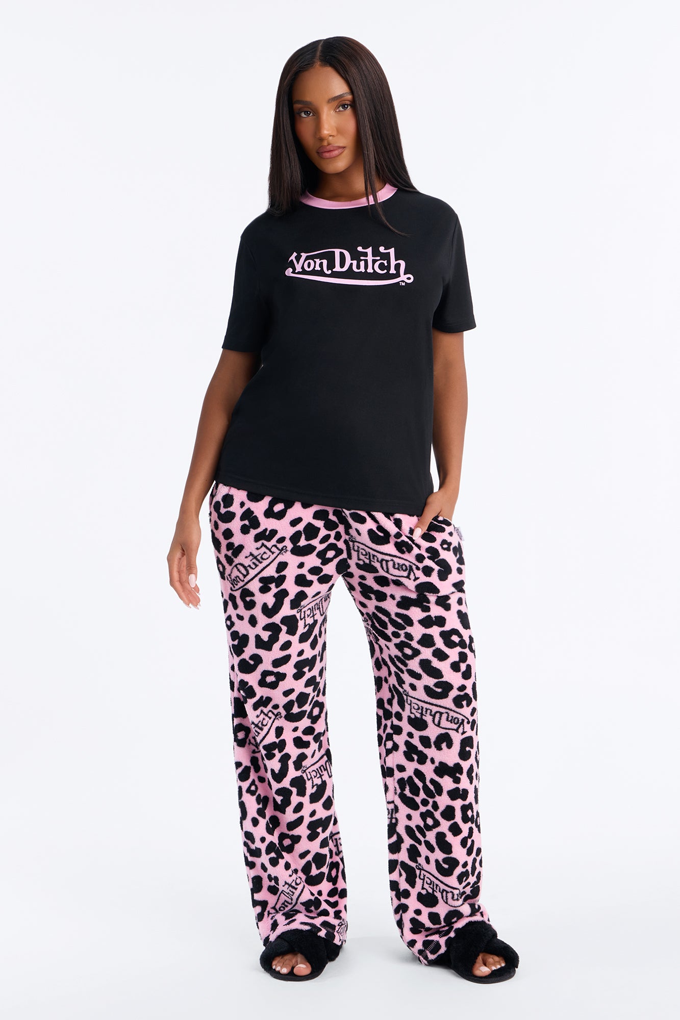 Von Dutch Wild Catch PJ Pant Set - Black/Purple
