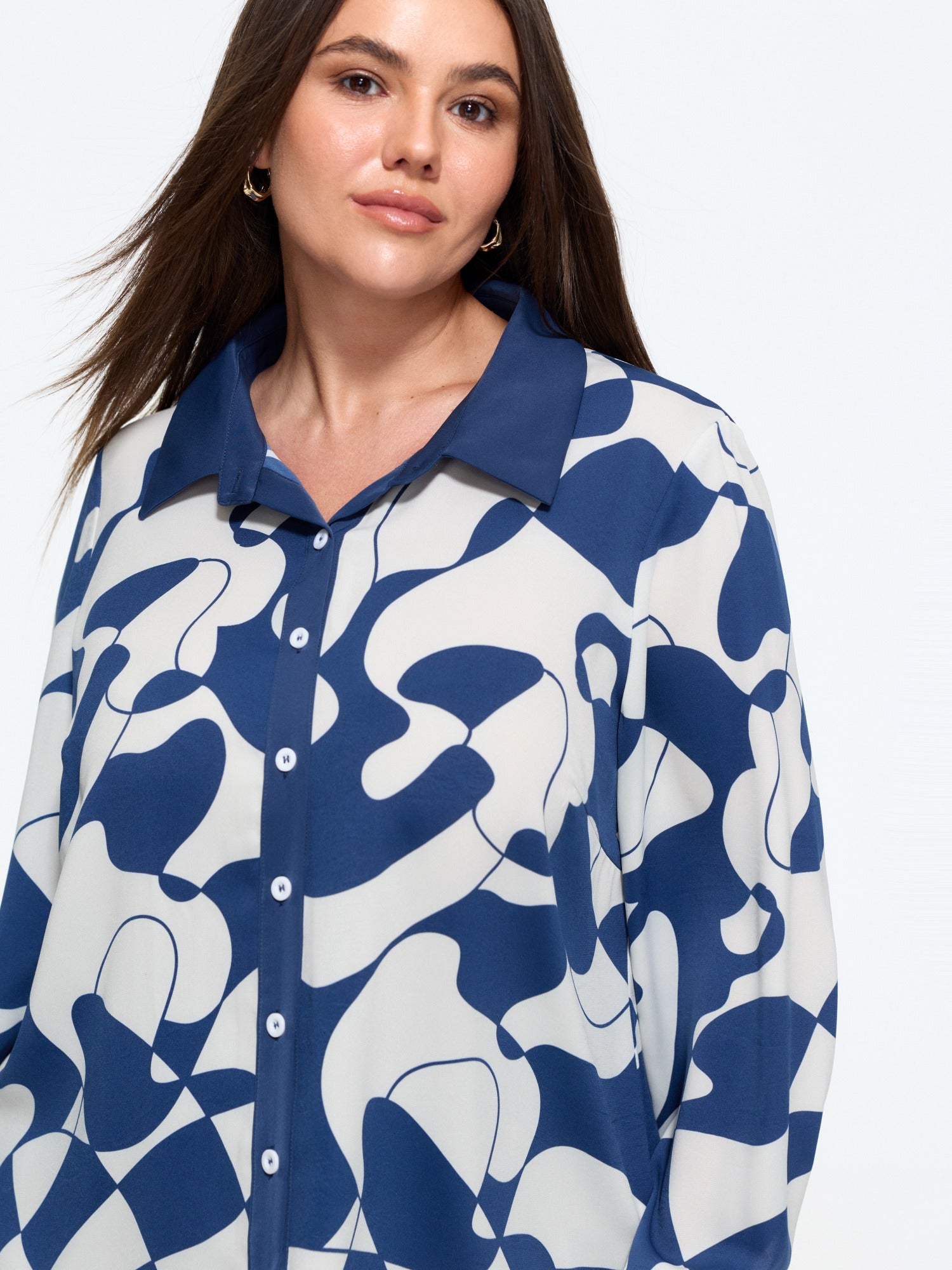 Geometric Abstract Print Loose Fit Blouse