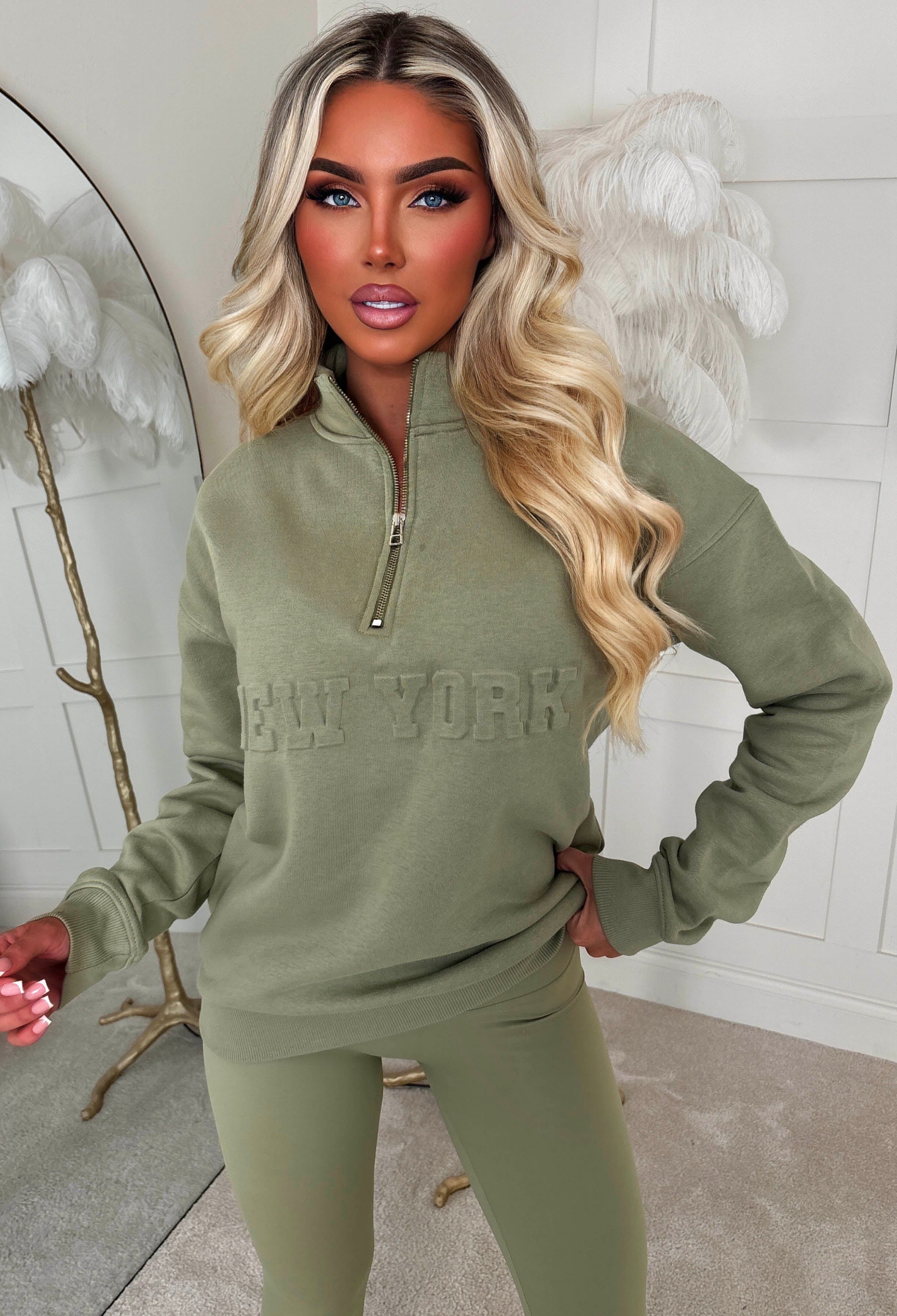 On The Move Green Half Zip Sweatshirt