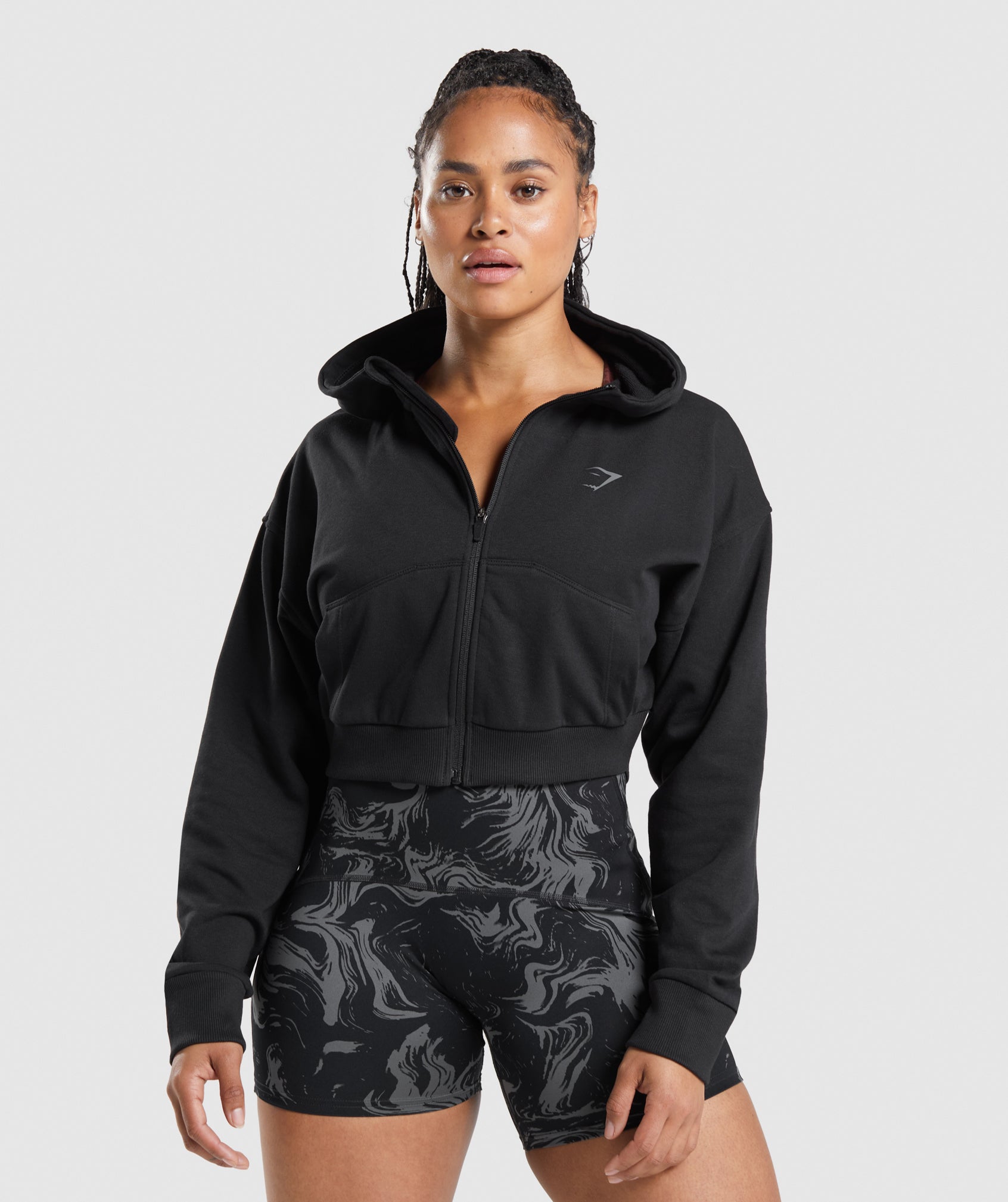 Gymshark GS Power Cropped Zip Hoodie - Black