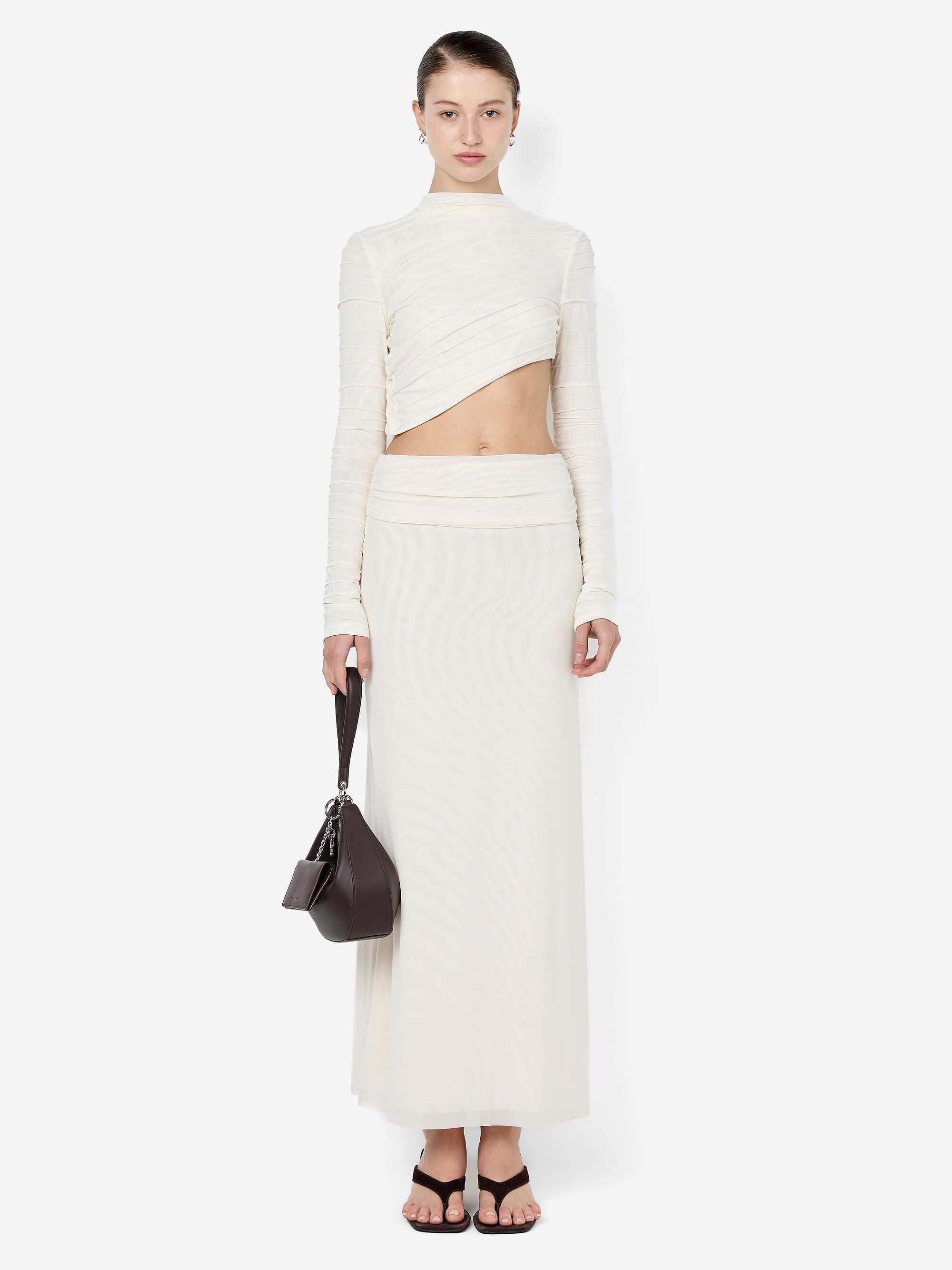 BRENNA PINTUCK TOP - SNOW