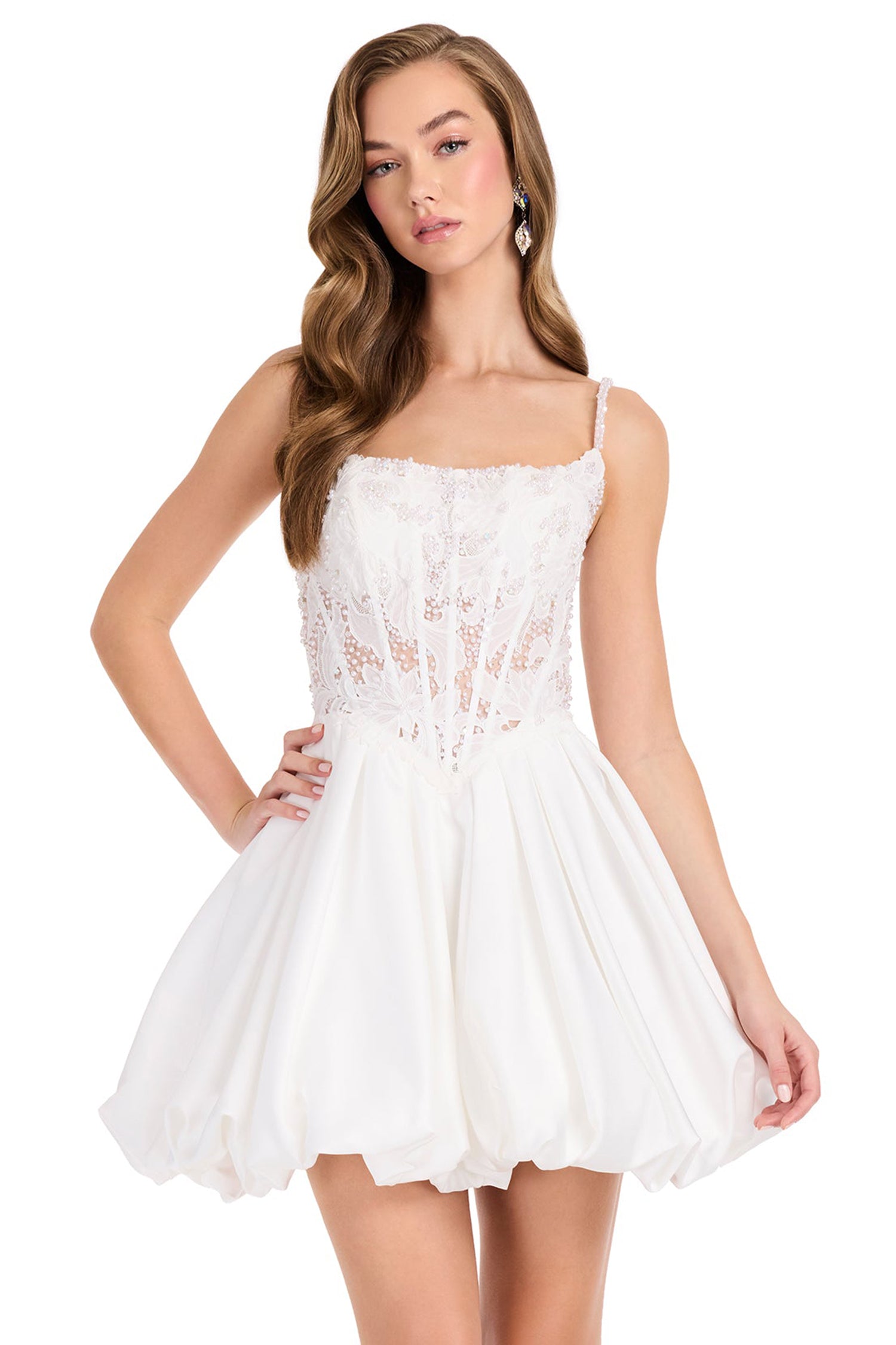 Ashley Lauren E40010 Spaghetti Strap Bubble Hem Cocktail Dress