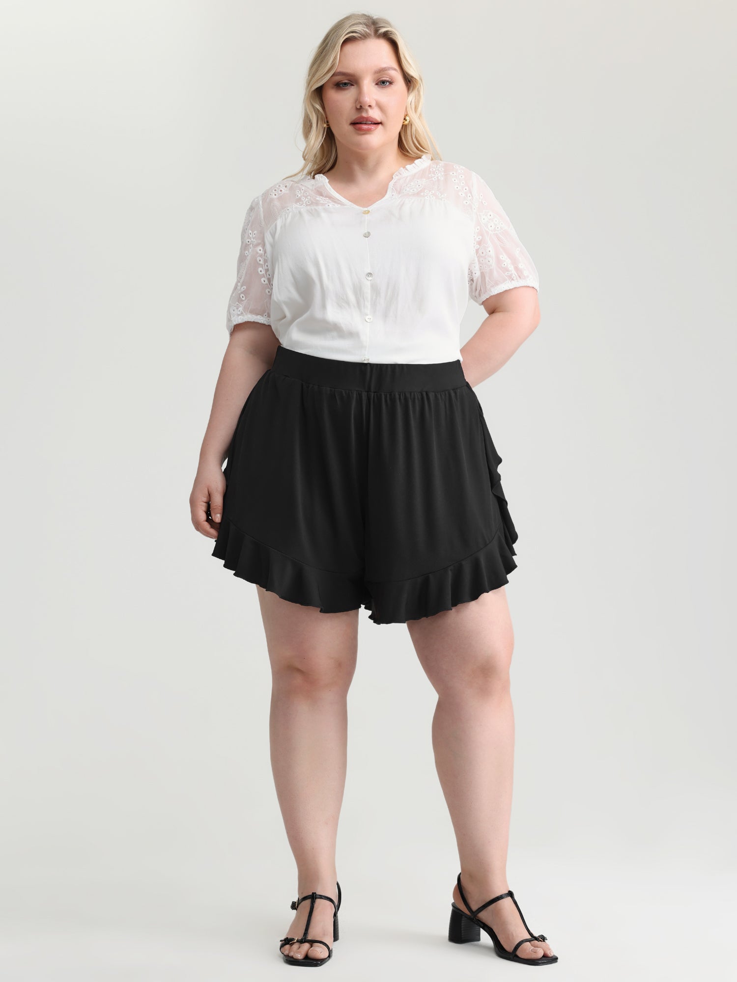 Lotus Leaf Wide-Leg Shorts