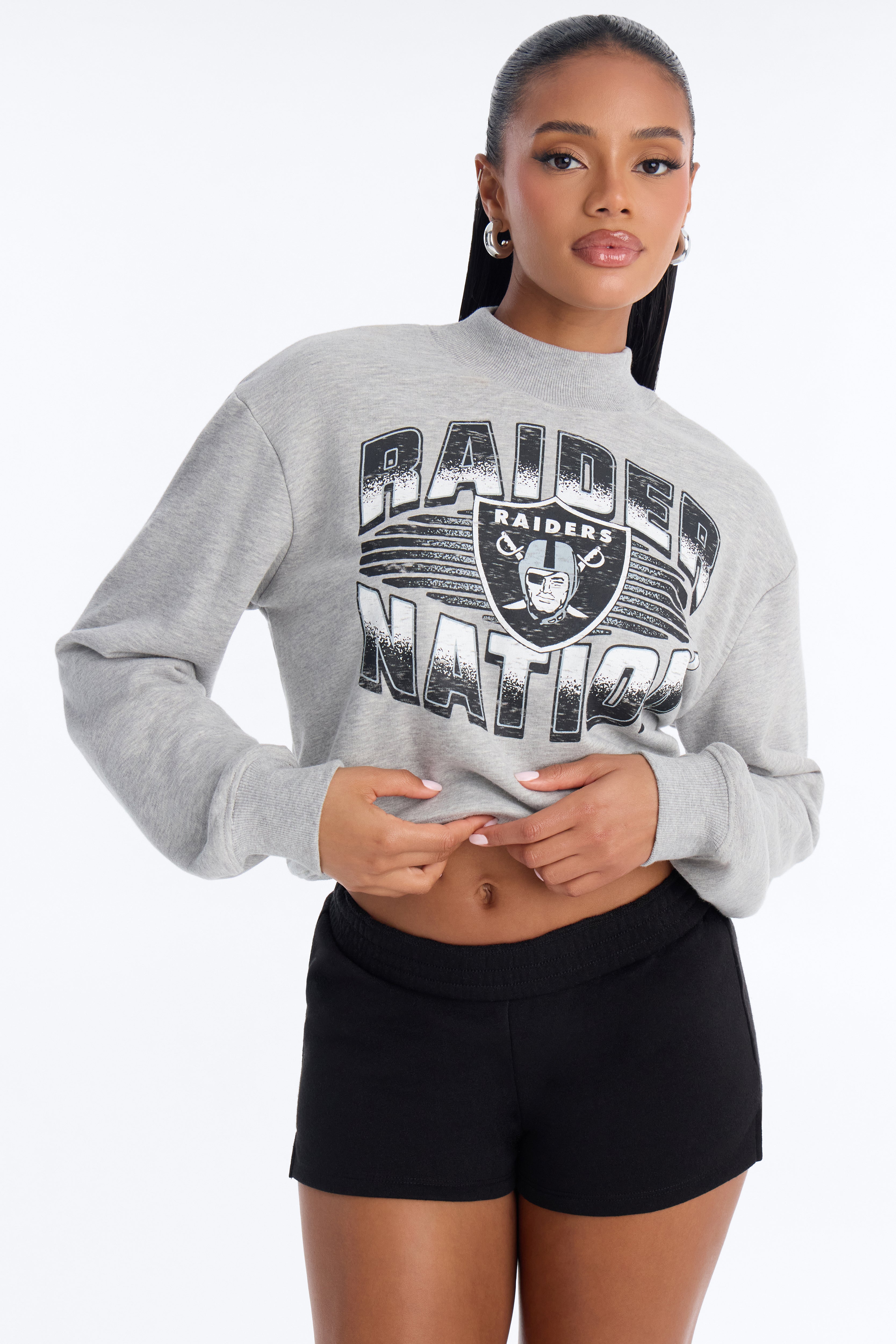 NFL Las Vegas Raiders Mock Neck Sweatshirt - Heather Grey