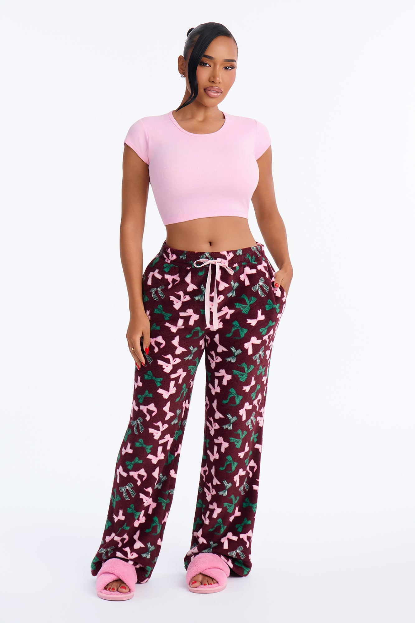 Always Cuddling Plush PJ Pants - Red/combo