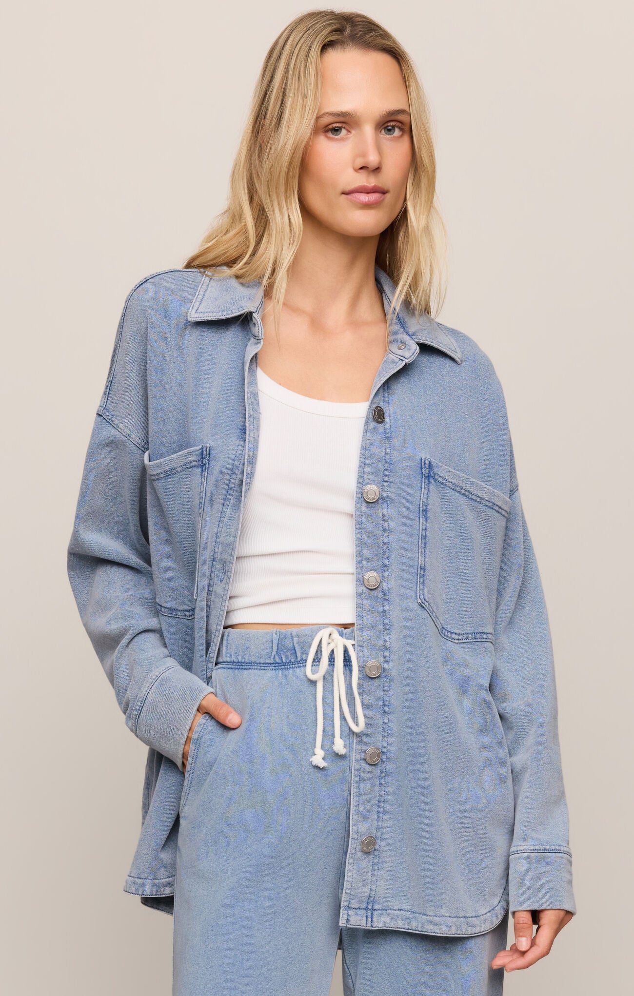 Z Supply Ocean Air Indigo All Day Knit Denim Jacket