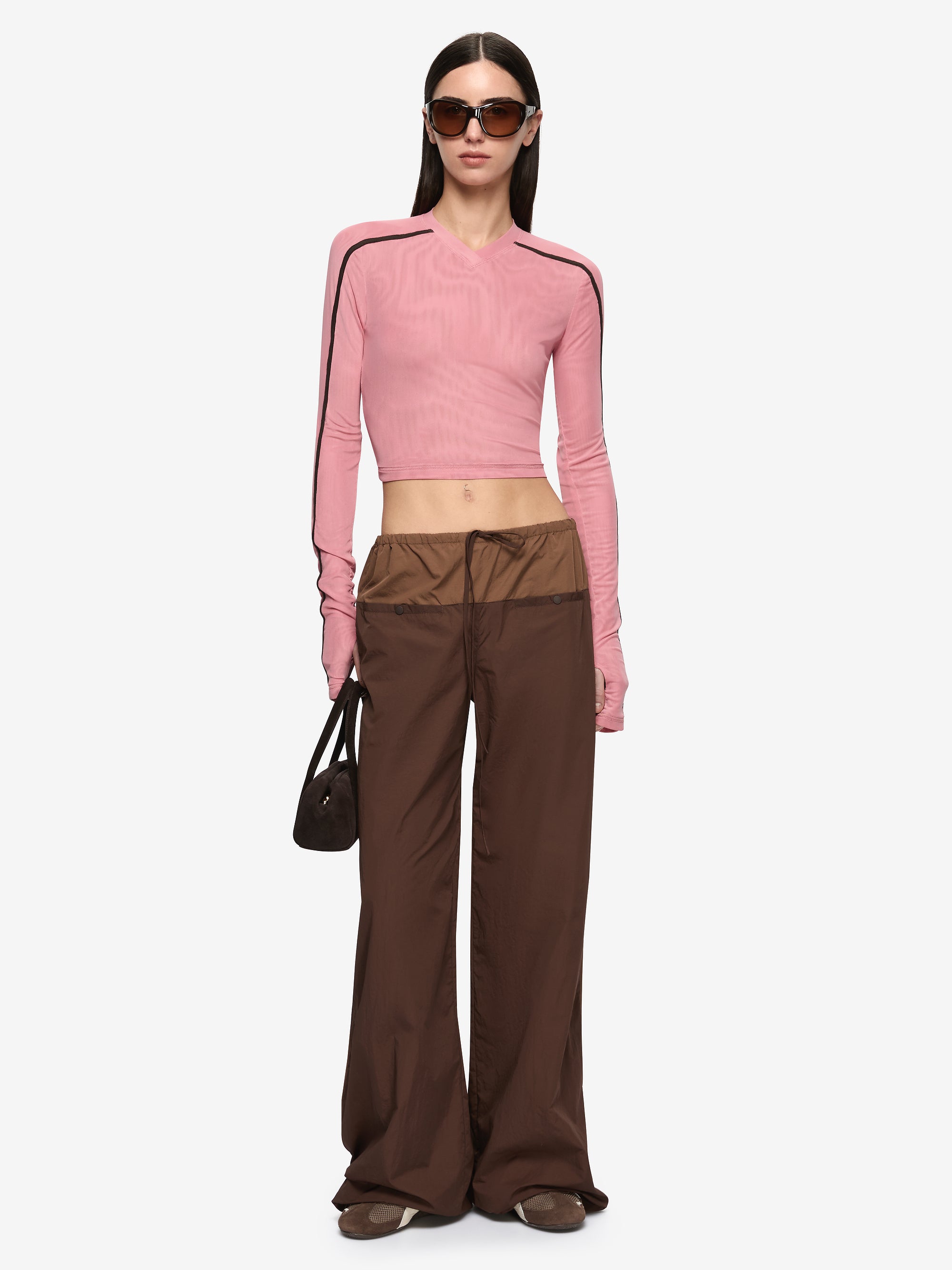 ALYNA LONG SLEEVE TOP - BLUSH/BITTER CHOC