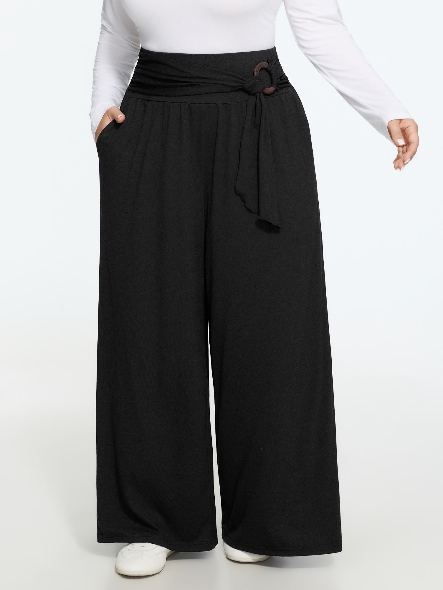 Supersoft Wrap Tie Waist Pocket Pants