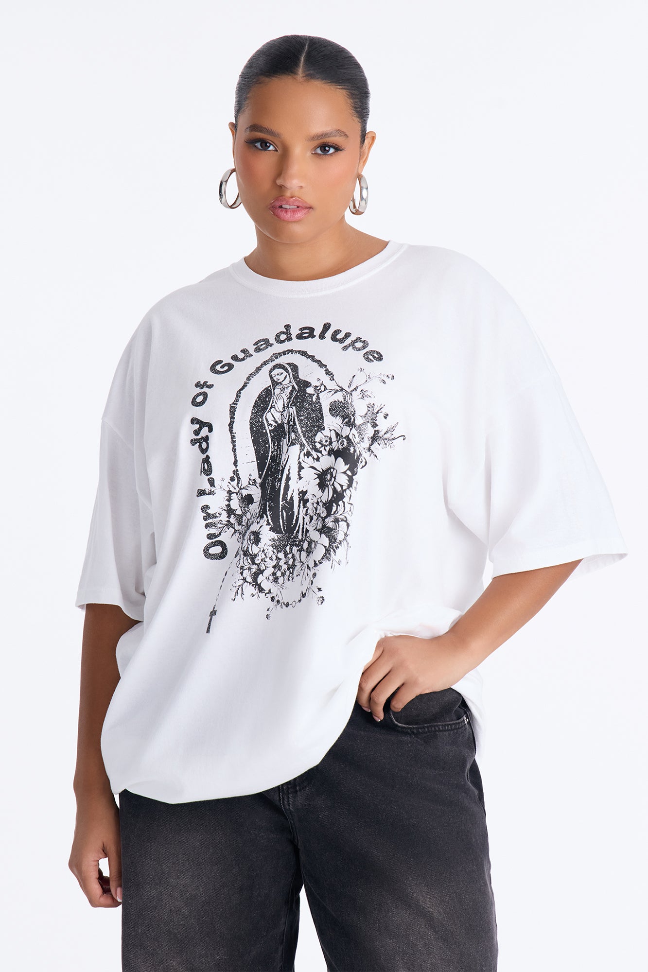 Our Lady Guadalupe Rosary Tee - White