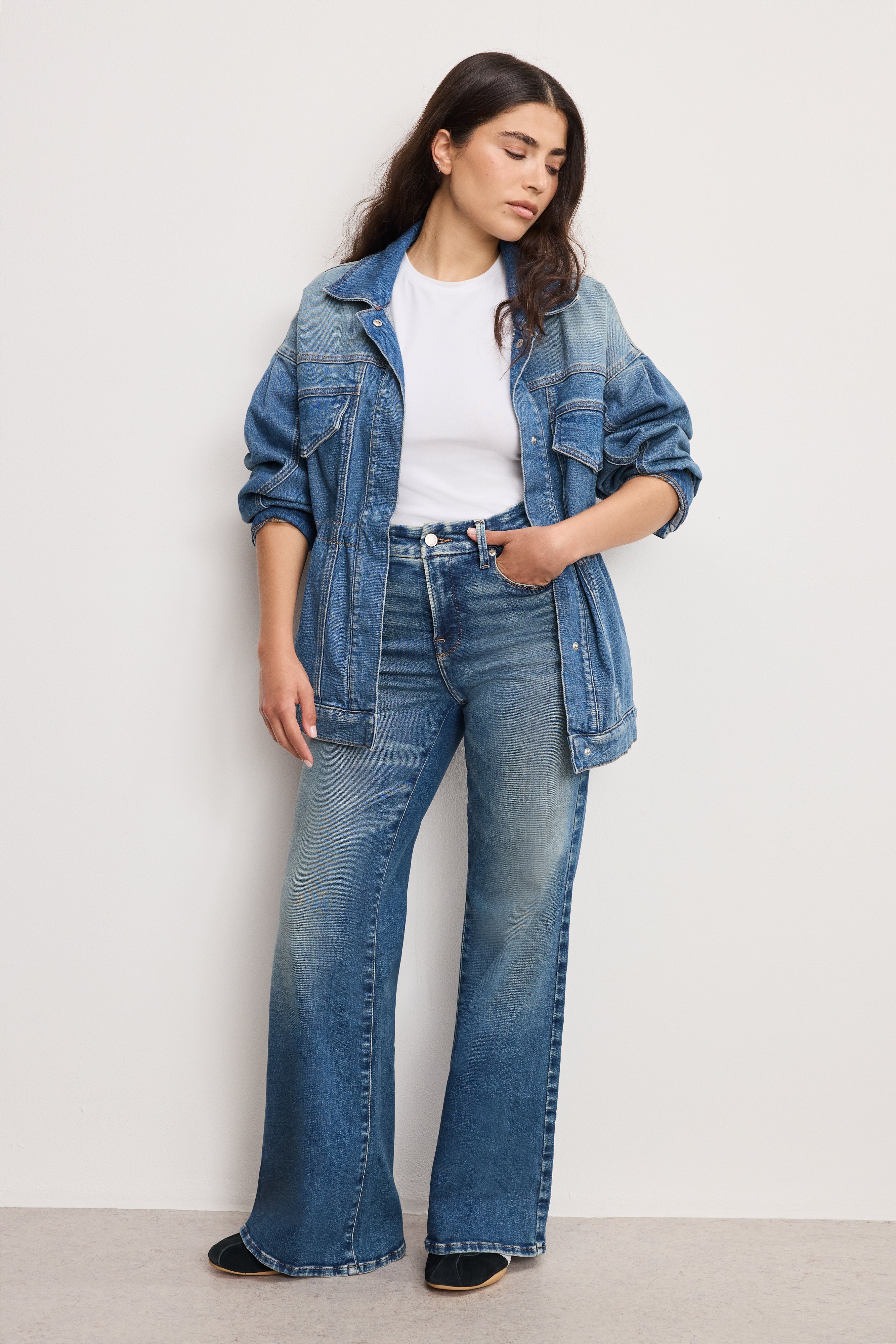 SOFT TECH GOOD PETITE PALAZZO JEANS | INDIGO986