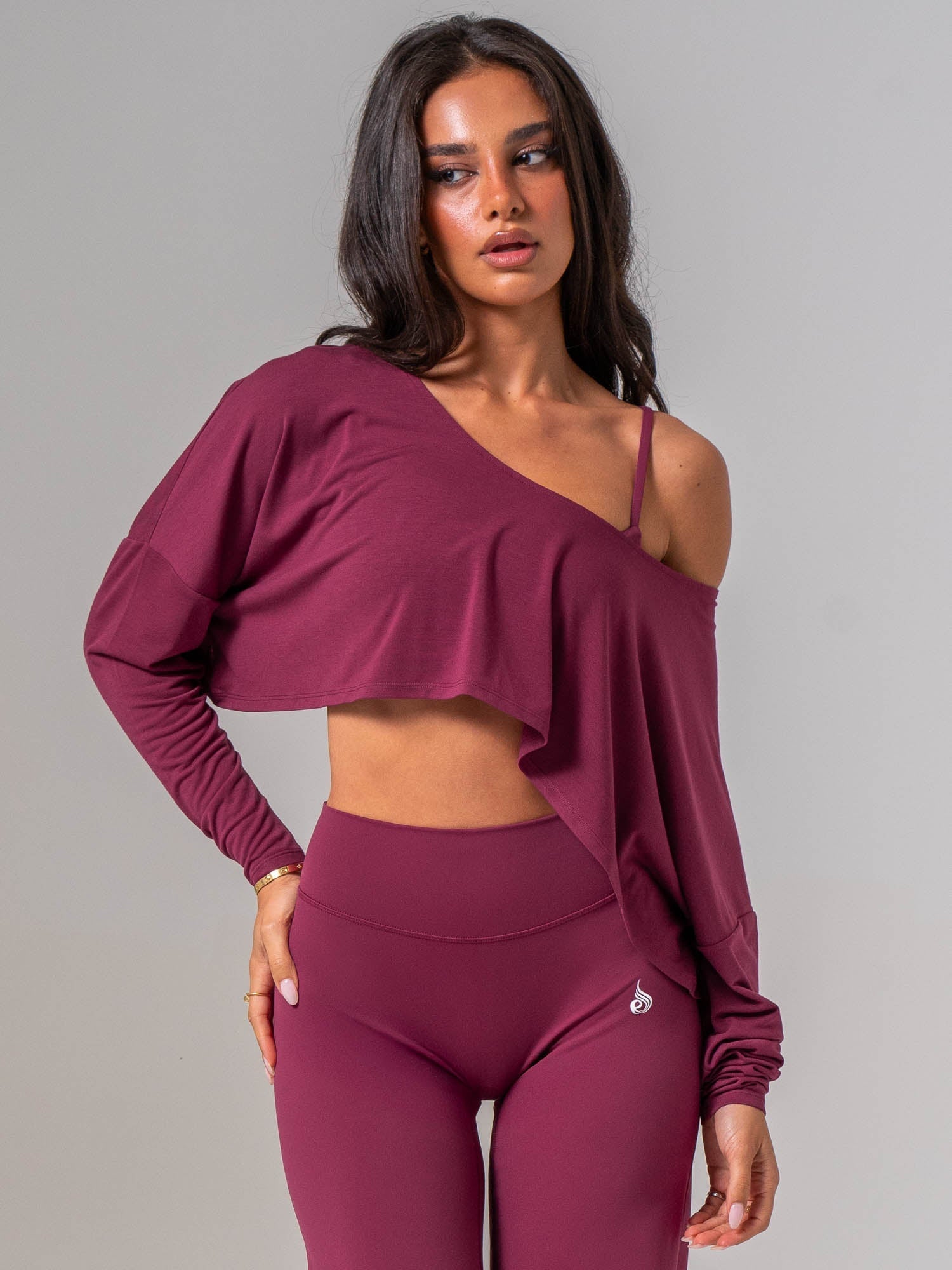 Slouchy Off Shoulder Top - Cola