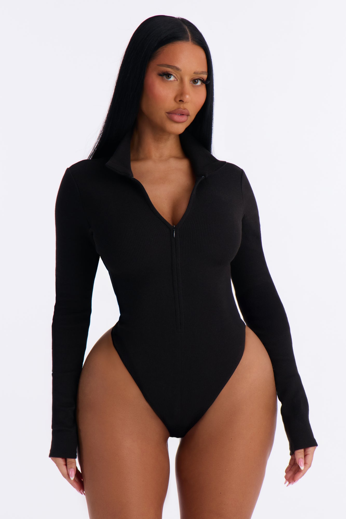 Hustle And Grind Long Sleeve Bodysuit - Black