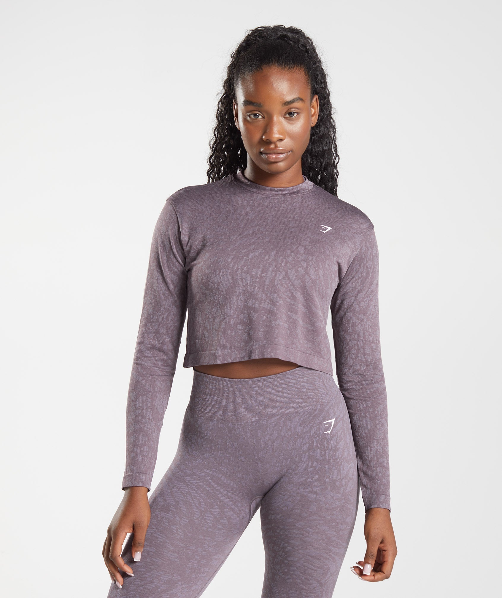 Gymshark Adapt Animal Seamless Long Sleeve Top - Musk Lilac/Shaded Lilac