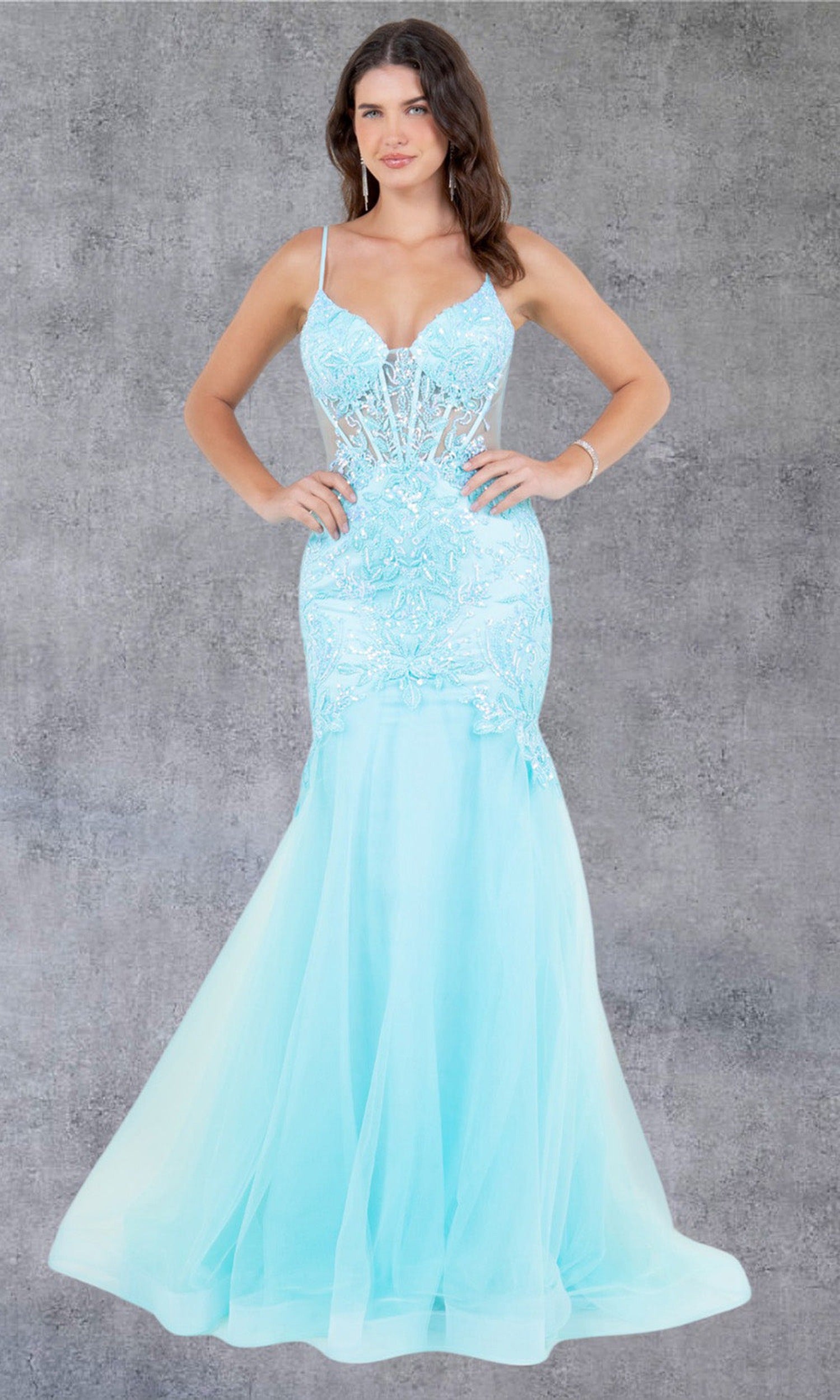 Cinderella Couture 8276J - Sheer Bodice Beaded Trumpet Gown