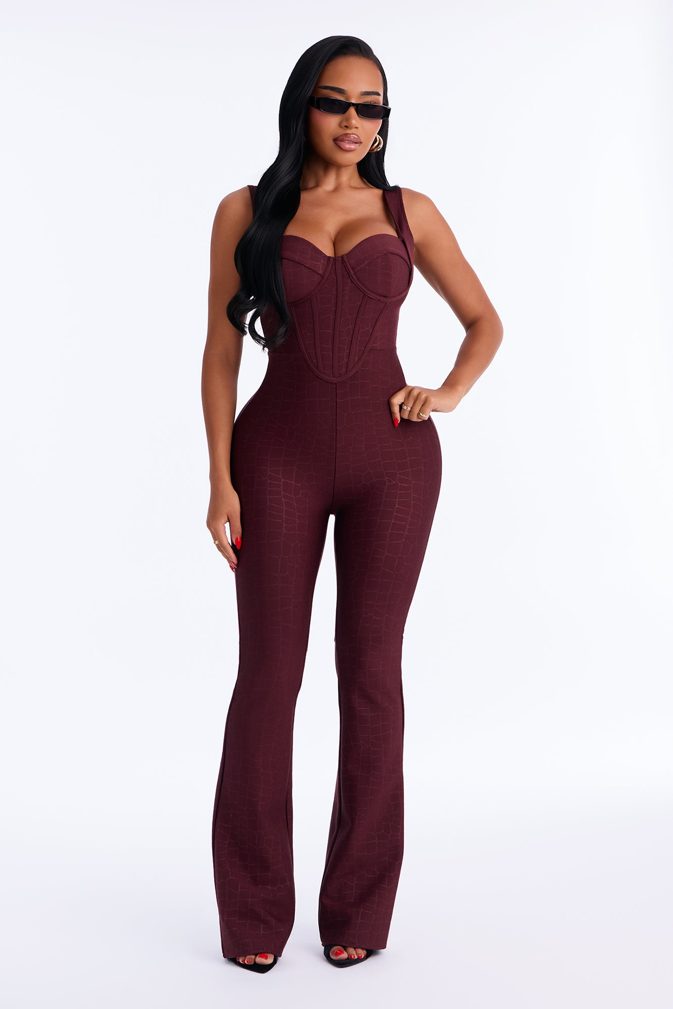 Dress The Part Bandage Jumpsuit - Wine
