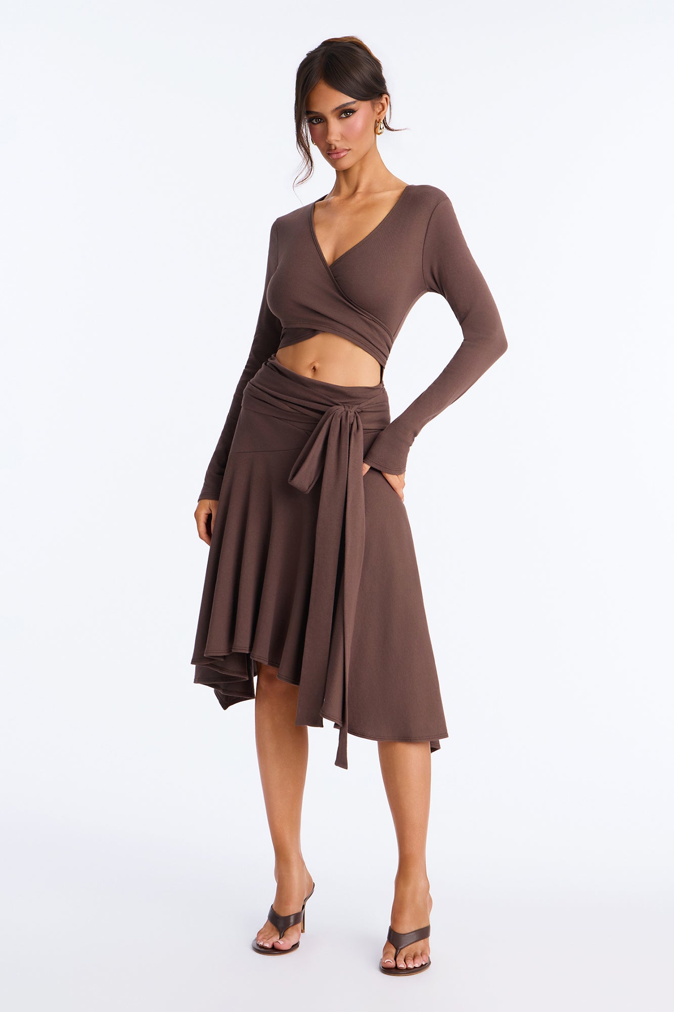 Time To Wrap This Up Tie Front Midi Dress - Taupe