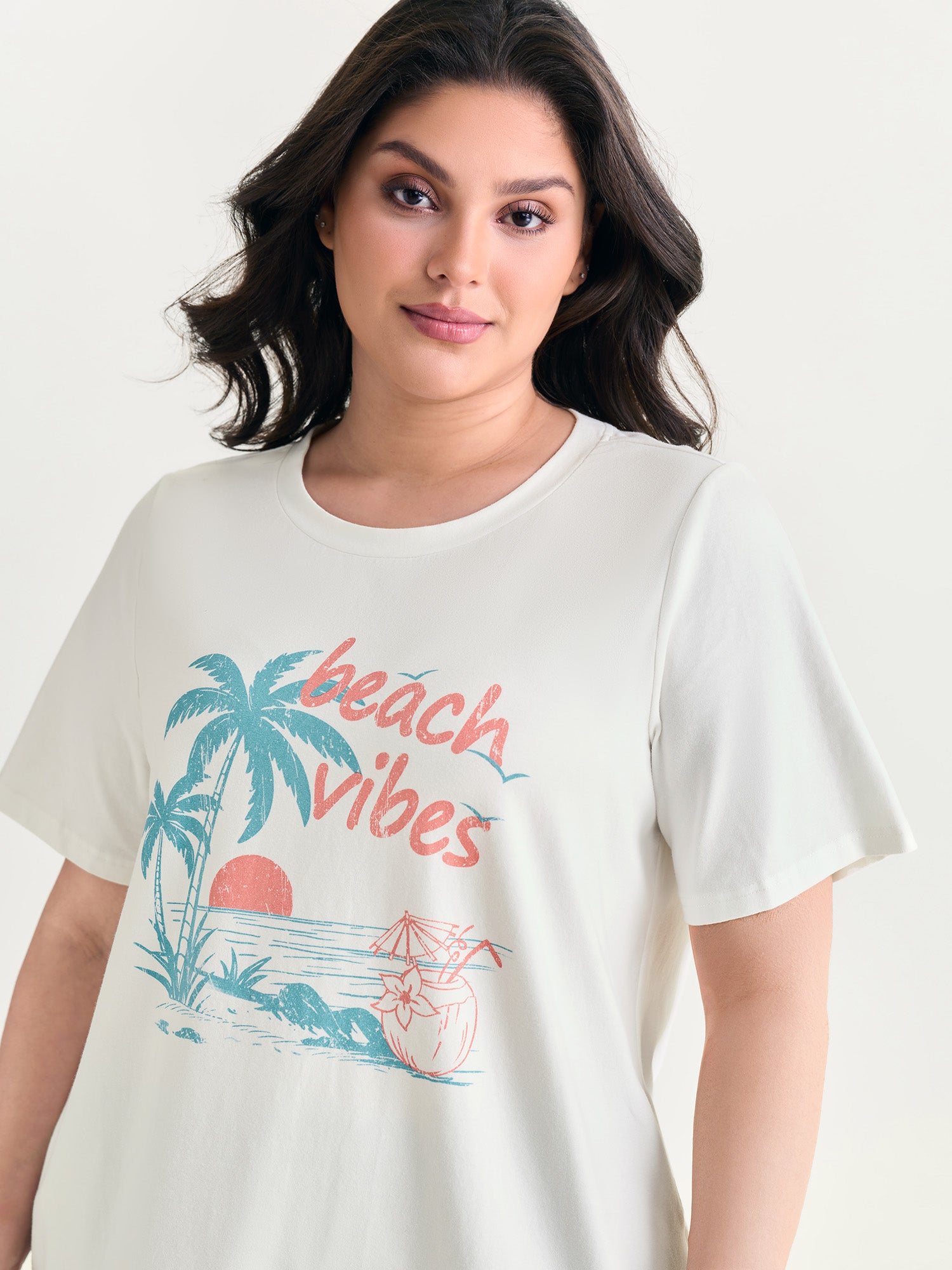 Cotton Beach Vibes Print T-Shirt