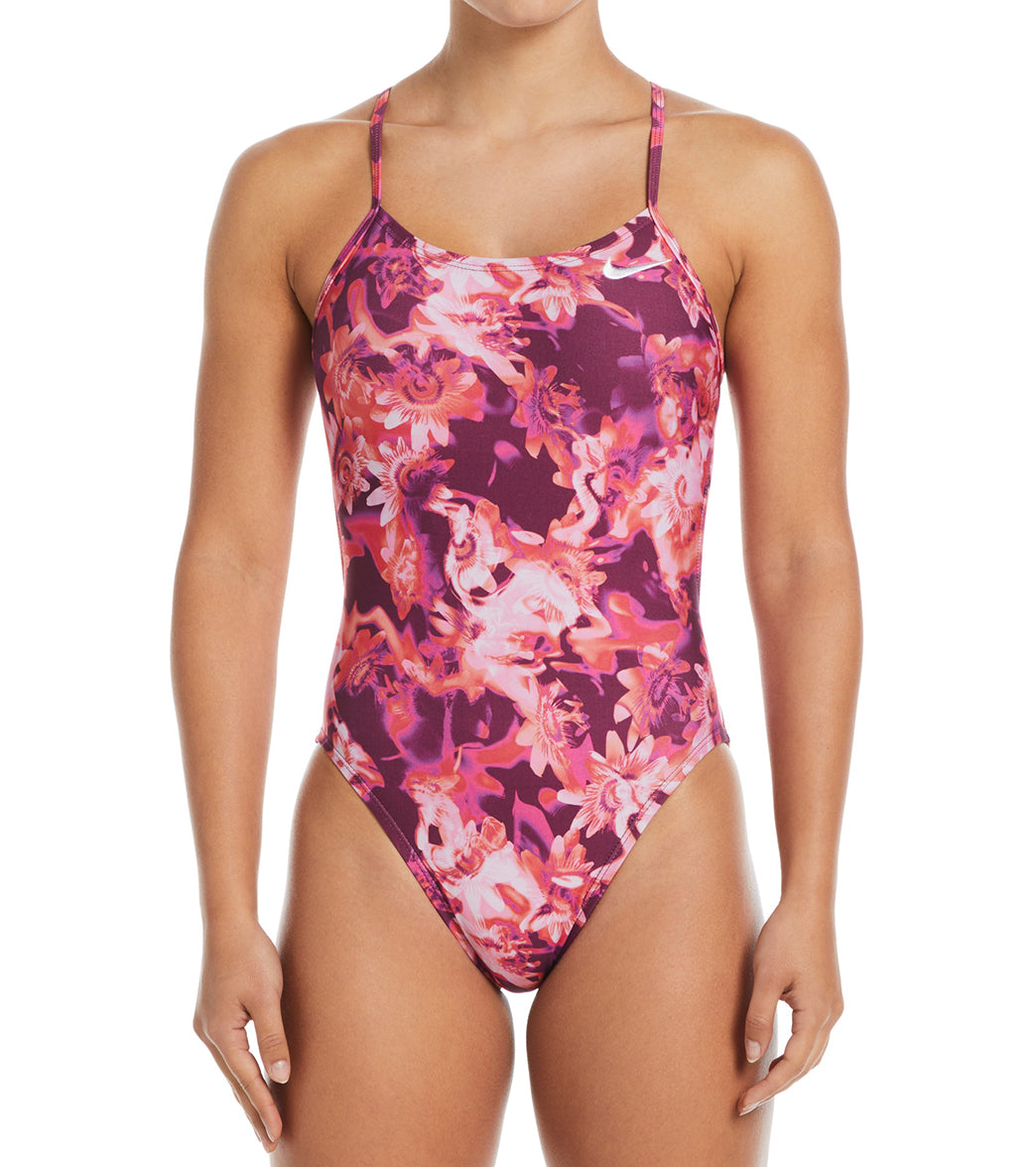 Nike Women's Hydrastrong Multi Print Cut Out One Piece Swimsuit