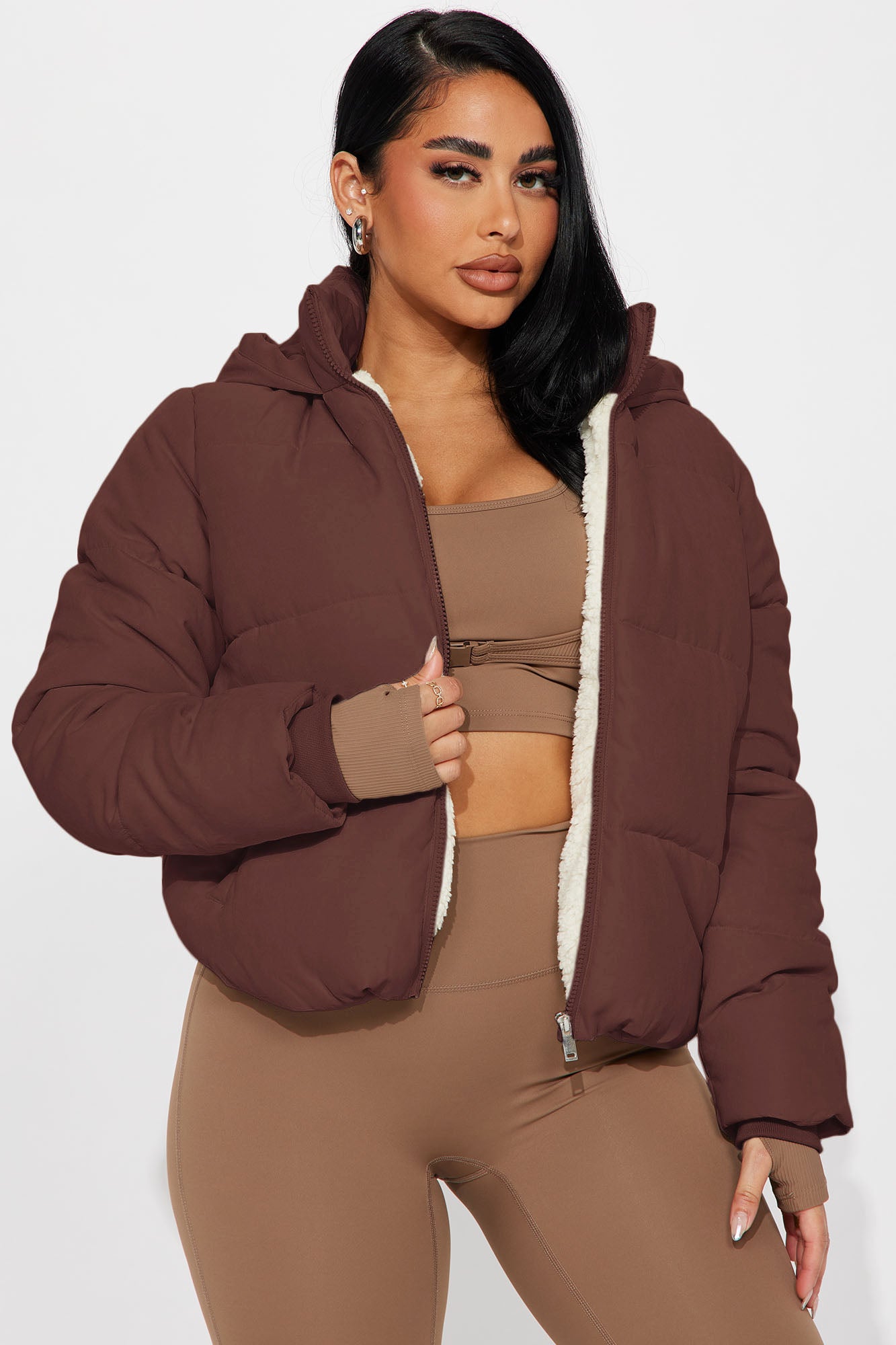 In The Middle Of The City Puffer Jacket - Chocolate