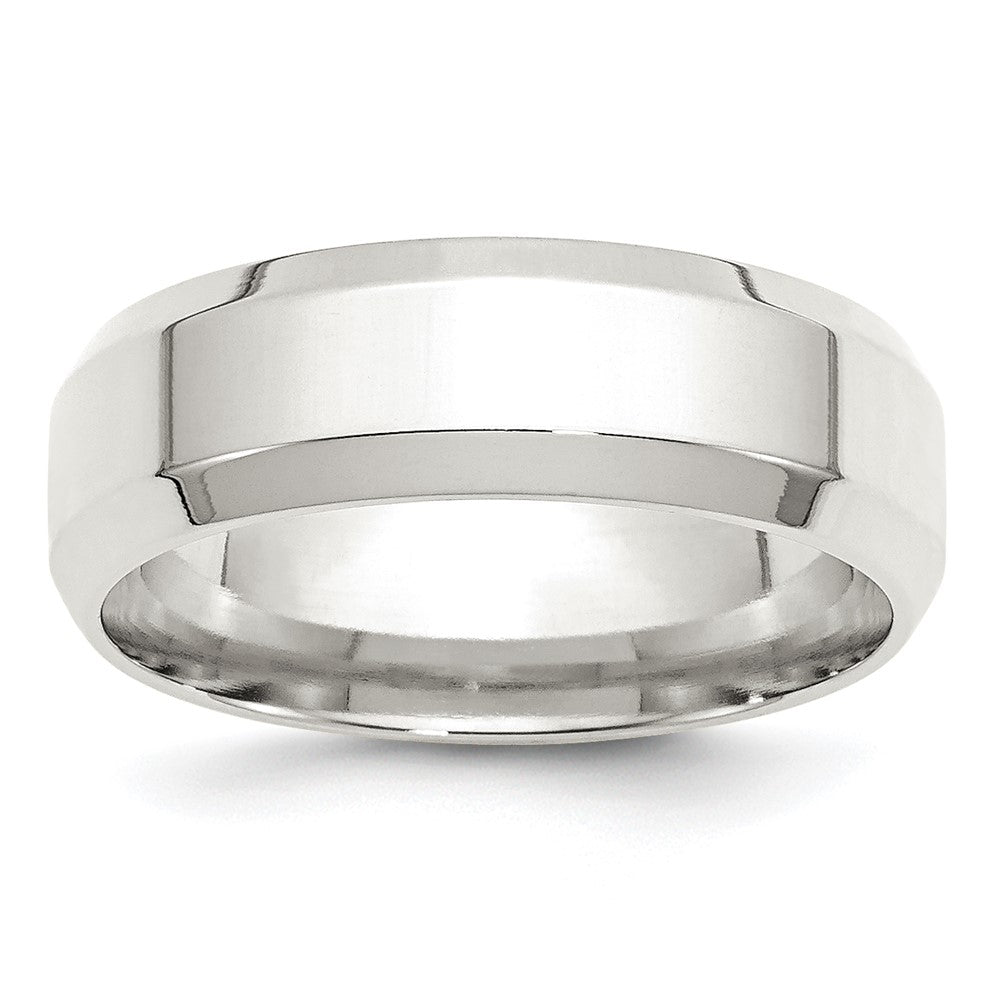 7mm Sterling Silver Polished Beveled Edge Comfort Fit Band