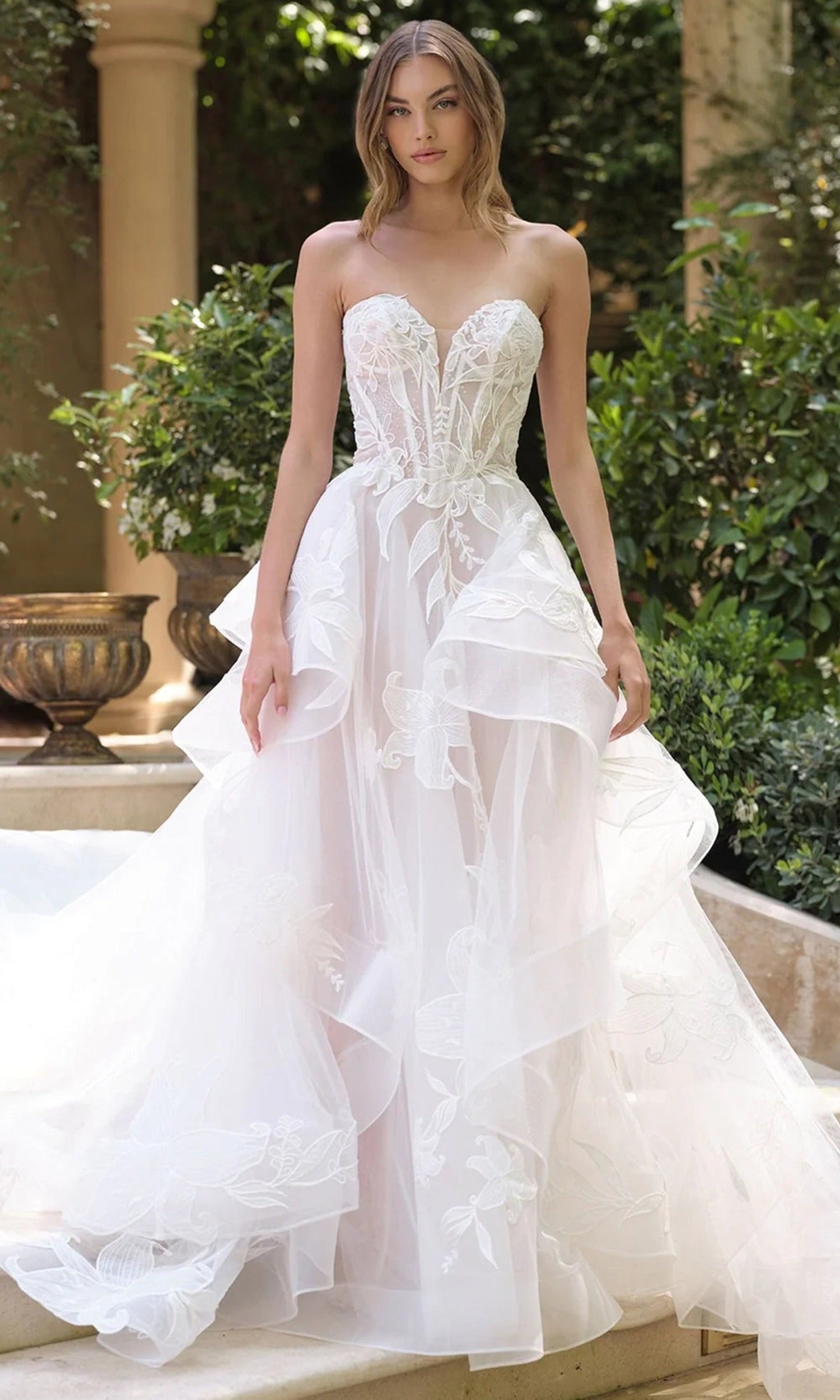 Andrea and Leo WL059 - Sweetheart Tiered Tulle Ballgown