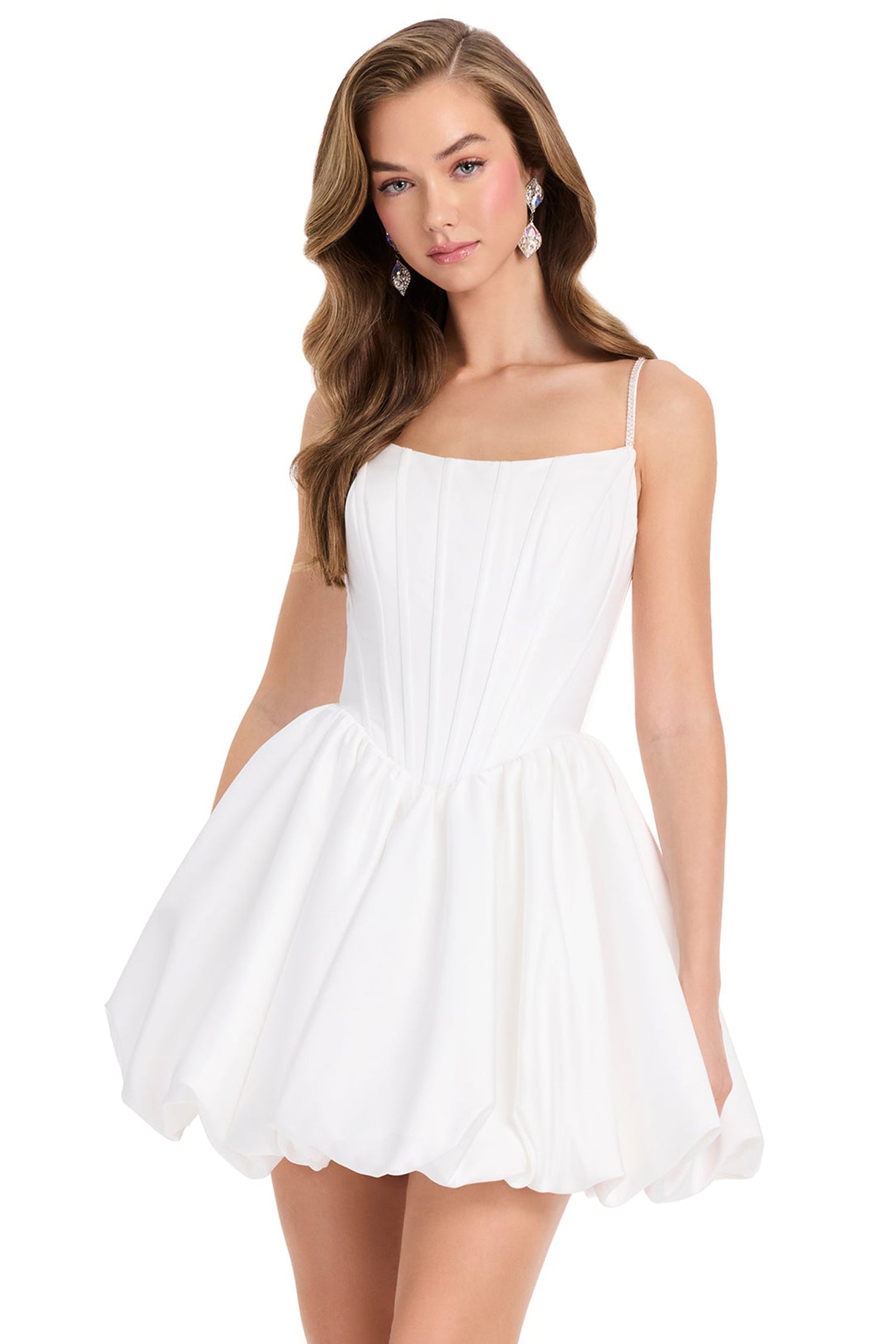 Ashley Lauren E40014 Flared Bubble Beaded Strap Cocktail Dress