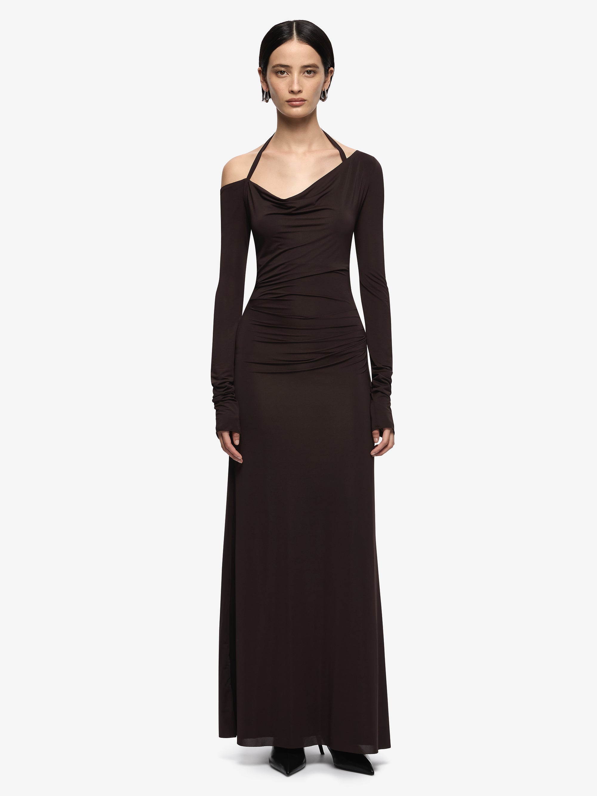 COURT LONG SLEEVE MAXI DRESS - DARK CHOCOLATE