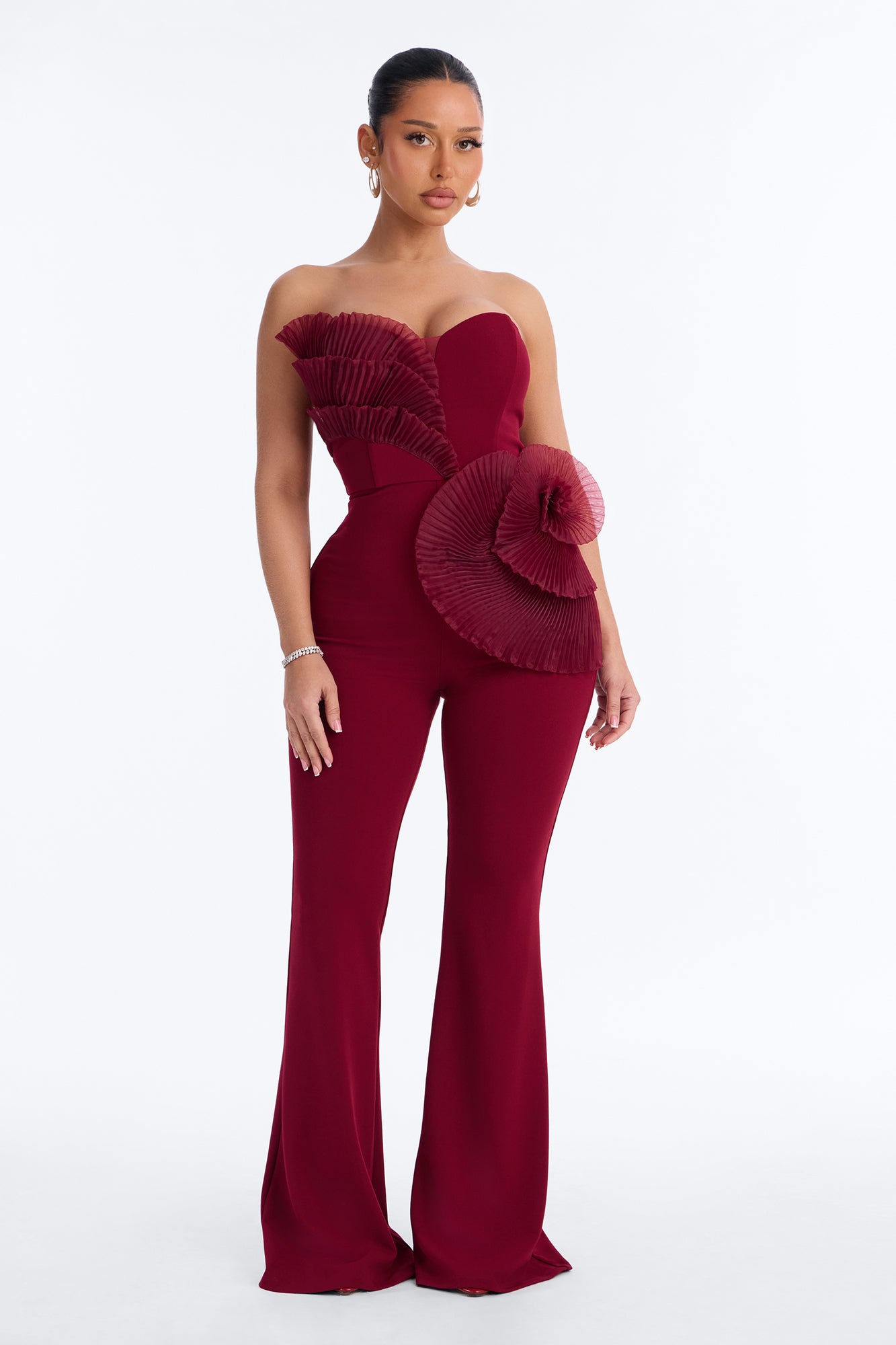 Vivienne FloralApplique Jumpsuit - Burgundy