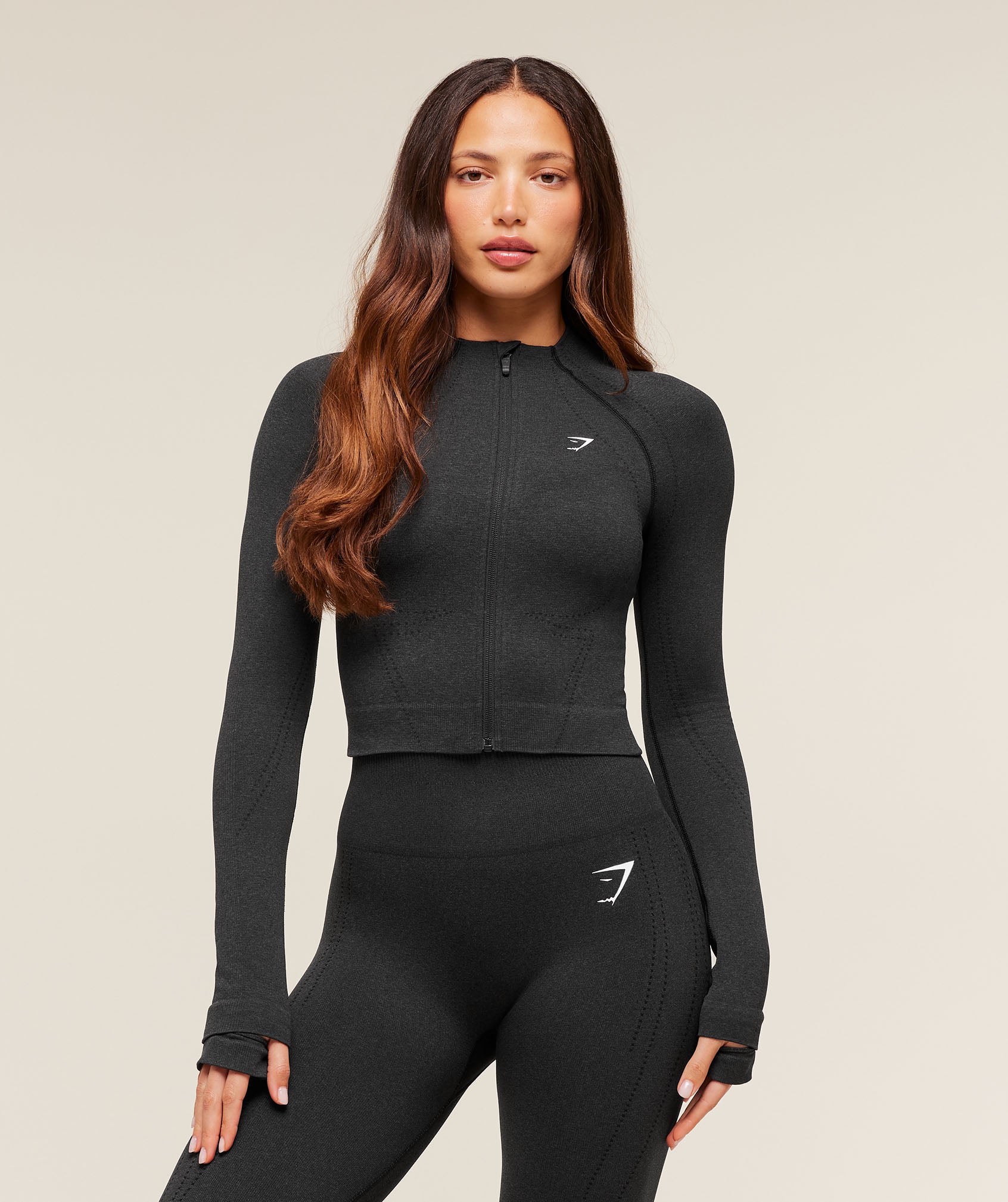 Gymshark Vital Seamless Warm Jacket - Black Marl