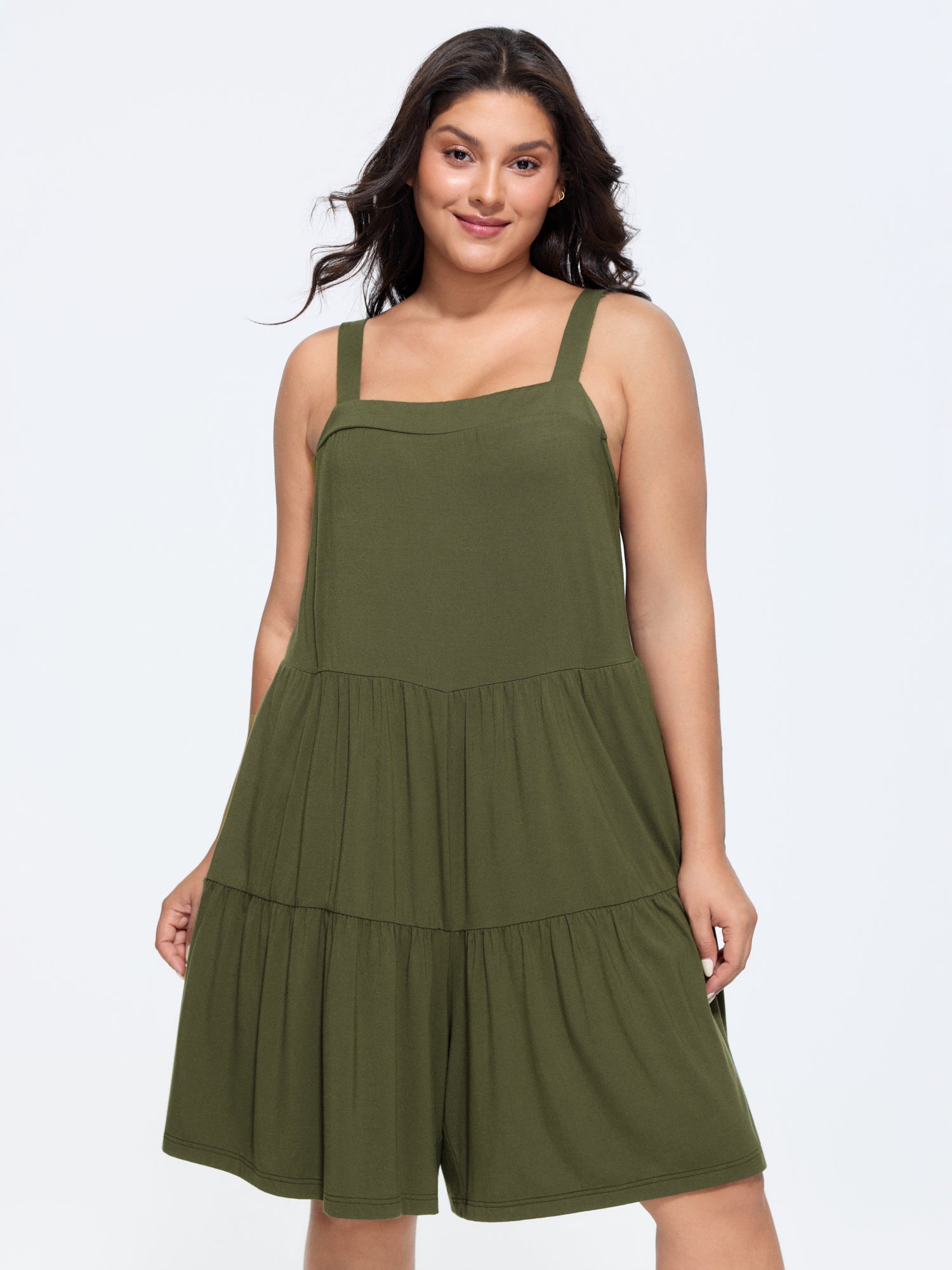 Supersoft Tiered Square Neckline Romper