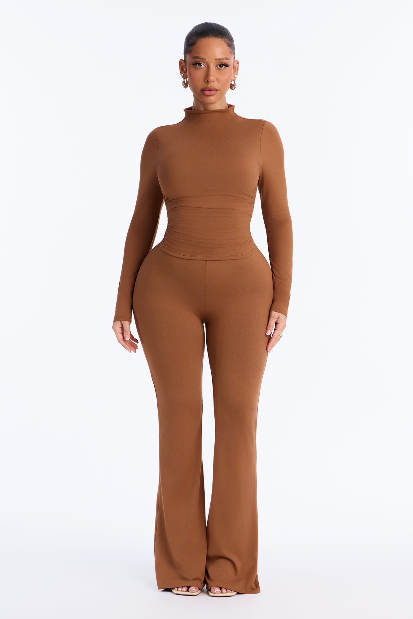 Lielle Mock Neck Pant Set - Mocha