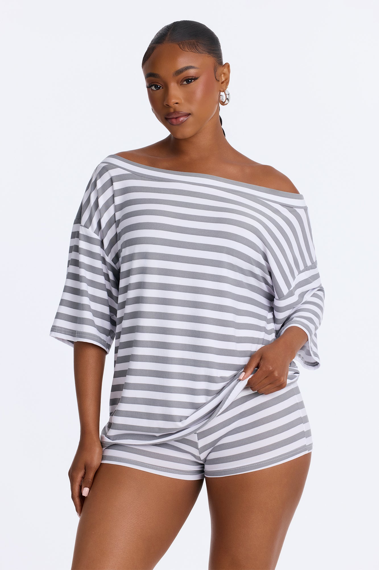 Dream In Peace Short Sleeve PJ Short Set - Grey