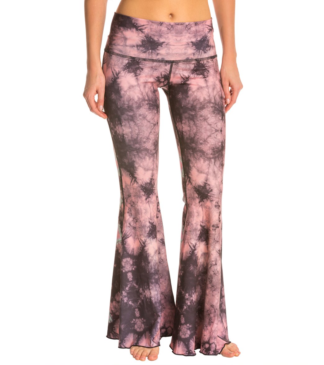 Teeki Eagle Feather Pink Bell Bottom Yoga Pants