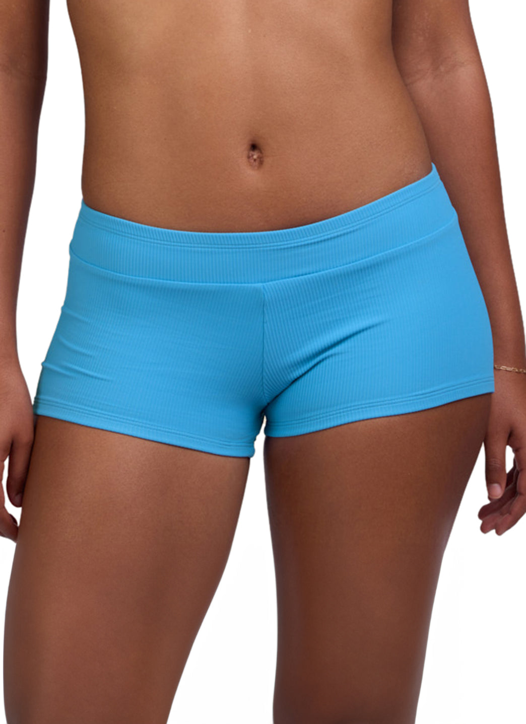 JOLYN Women's Piha Solid Ribbed Boyshort Swim Short