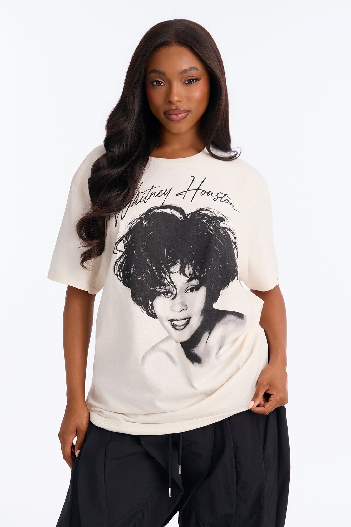 Whitney Houston Portrait Tee - Off White