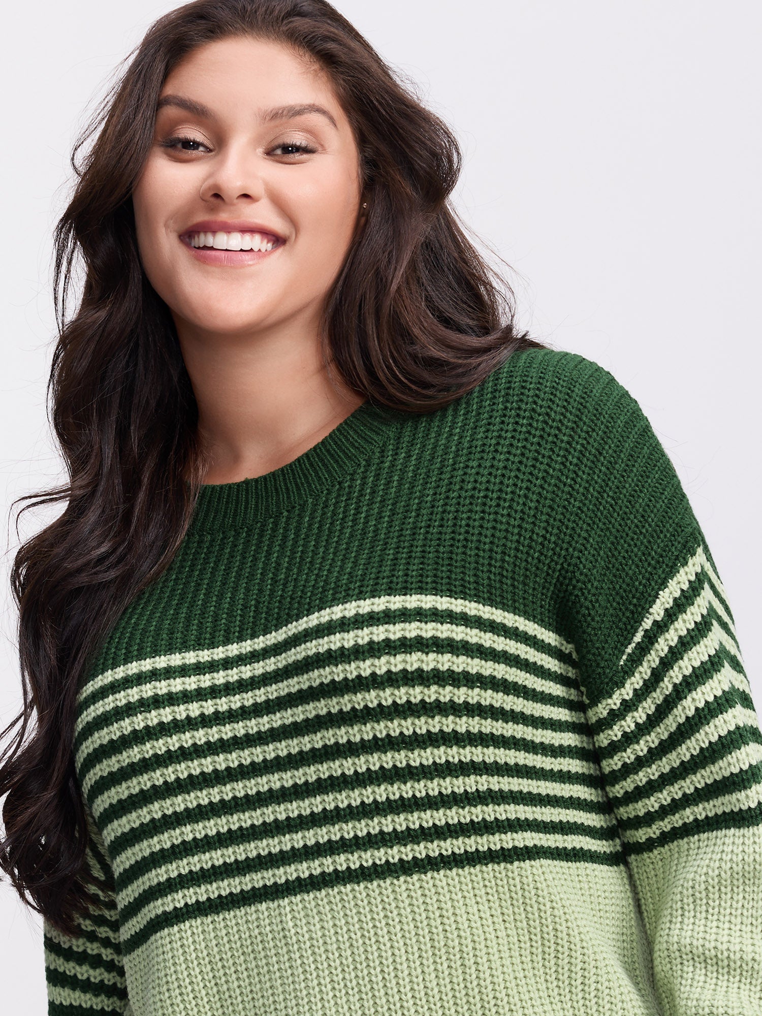 Color Contrast Stripe Round Neck Pullover