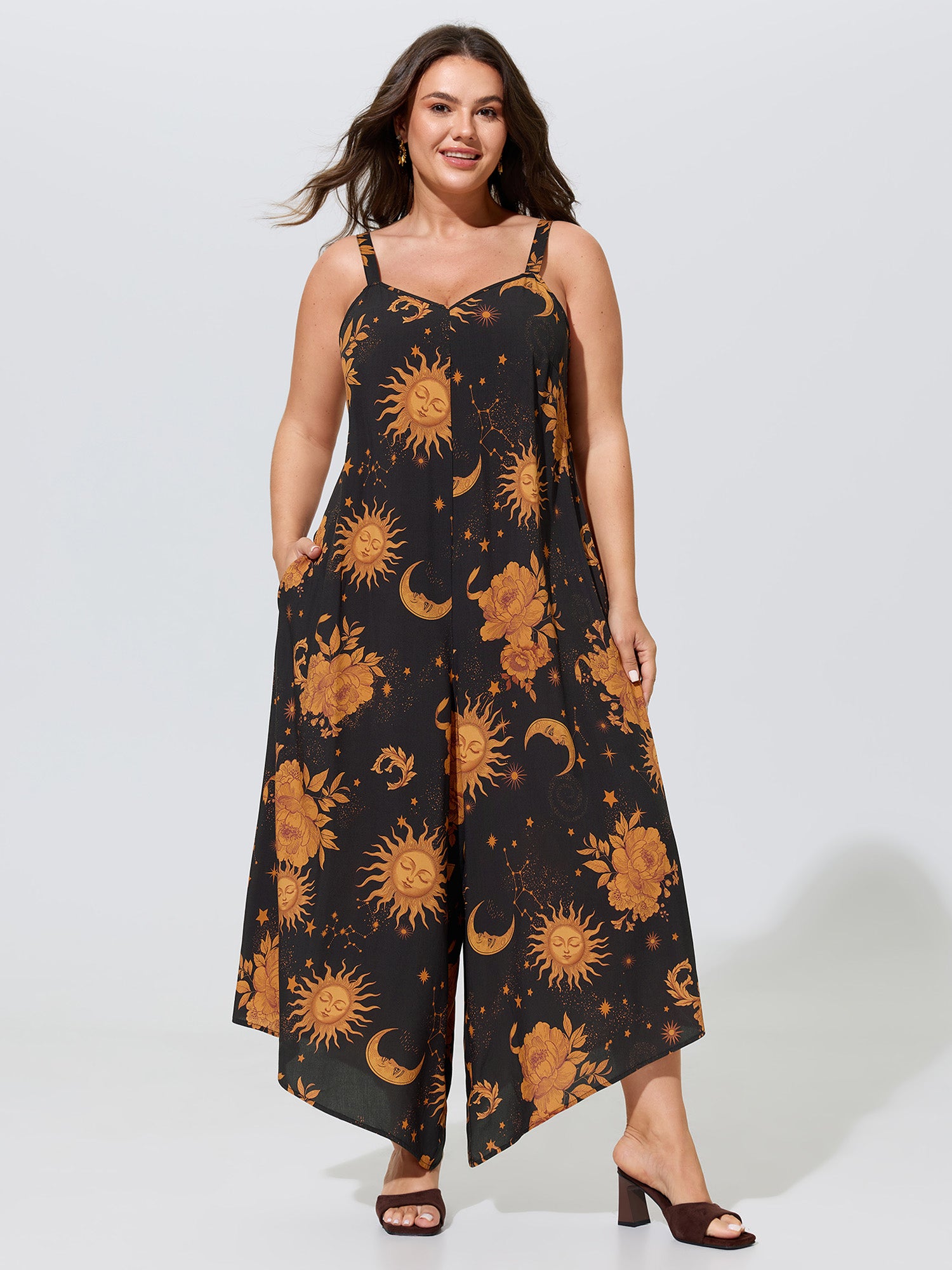 Sunkissed Print Sleeveless Wide-Leg Jumpsuit