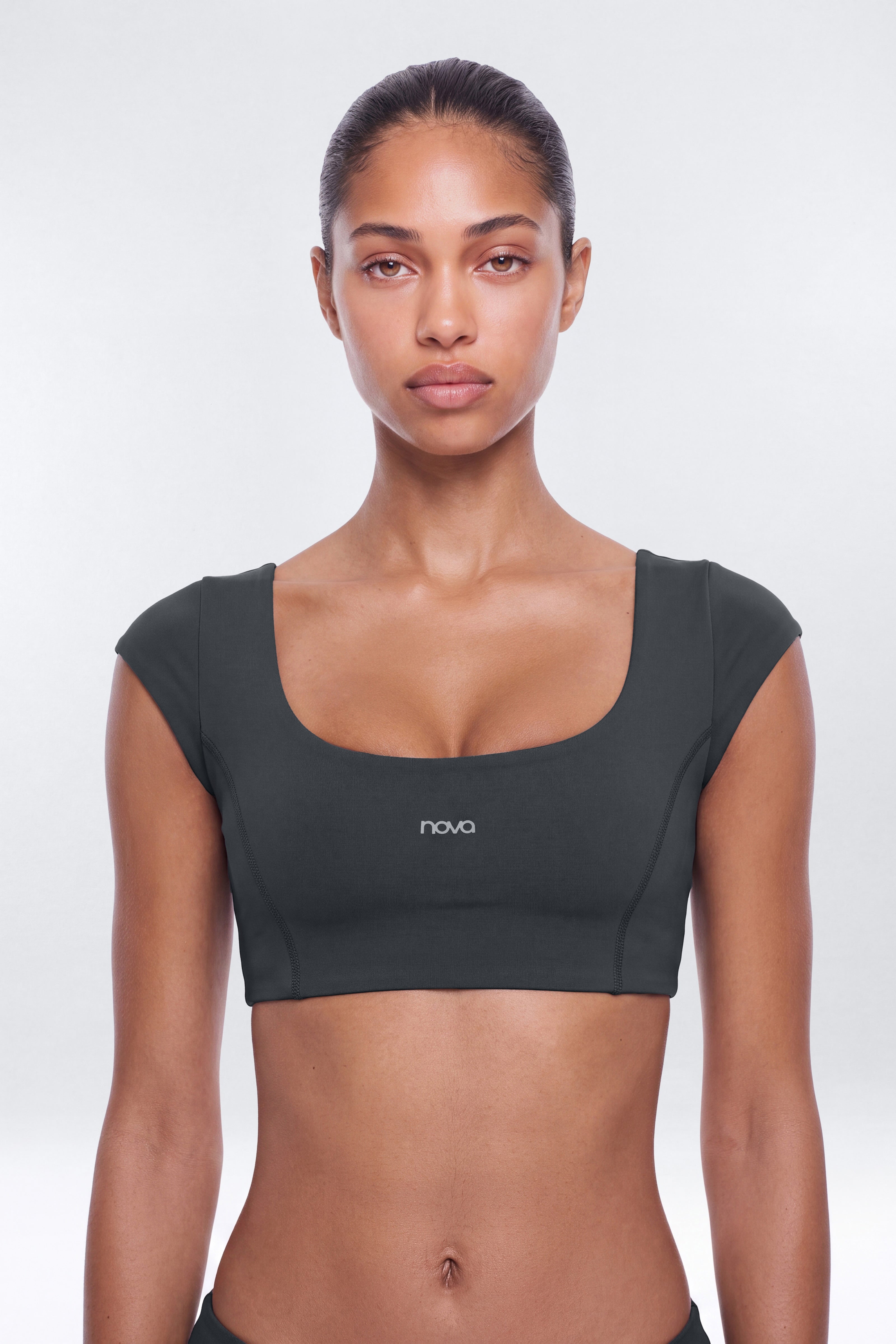 CloudForm™ Cap Sleeve Crop Top - Carbon