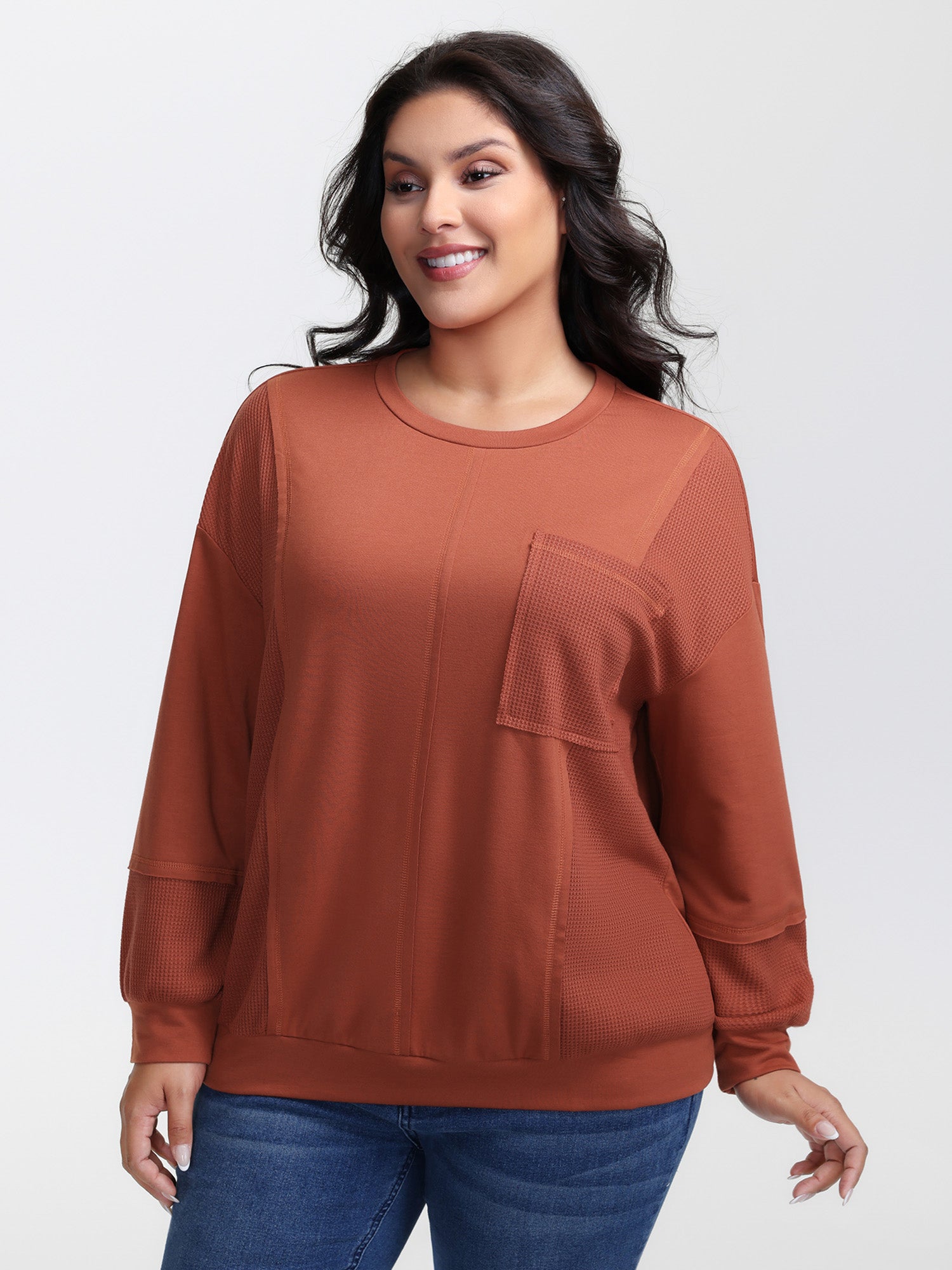Textured Relaxed-Fit Spliced Sweatshirt