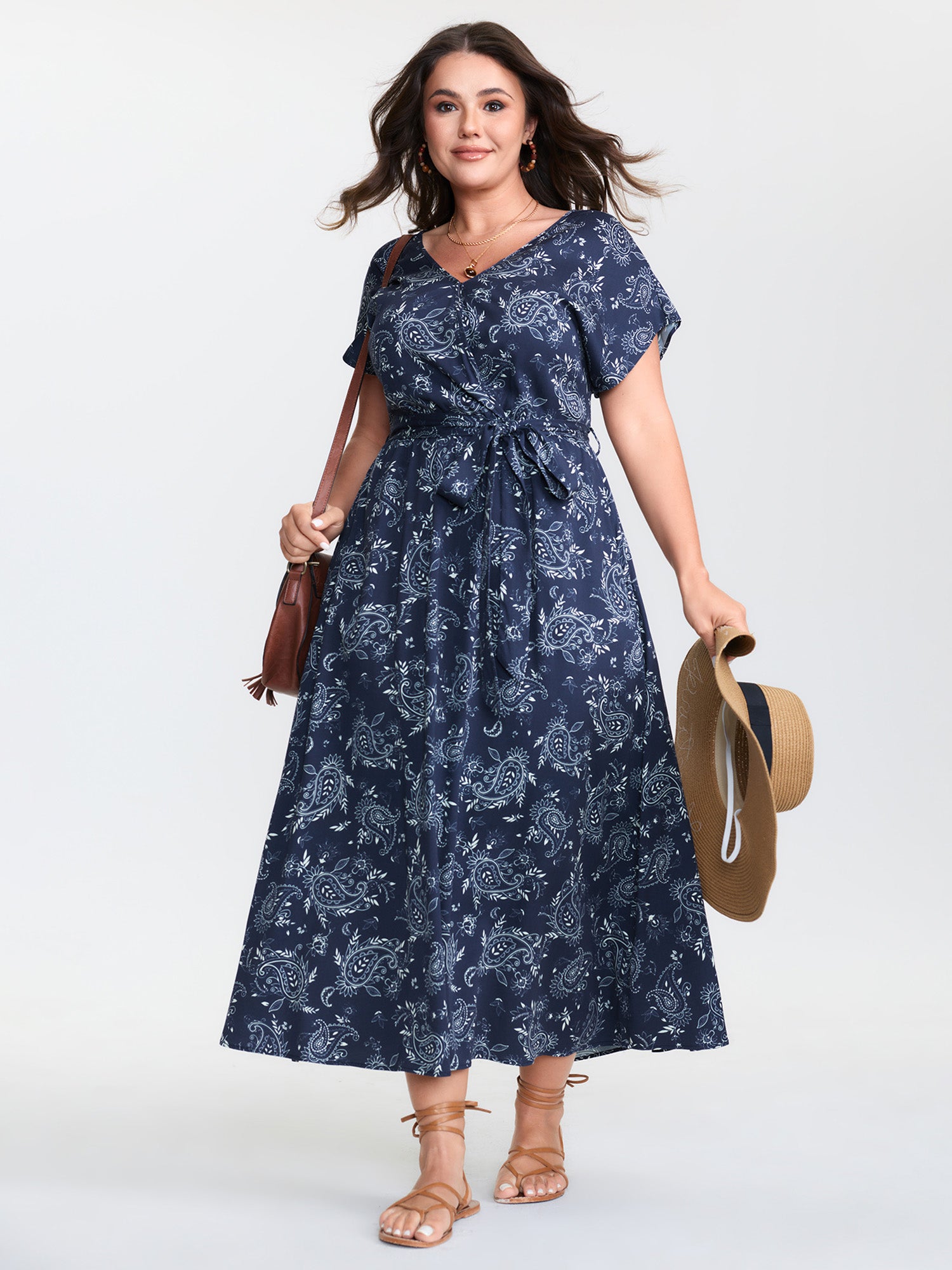 Floral Print Surplice Neck Mdii Dress