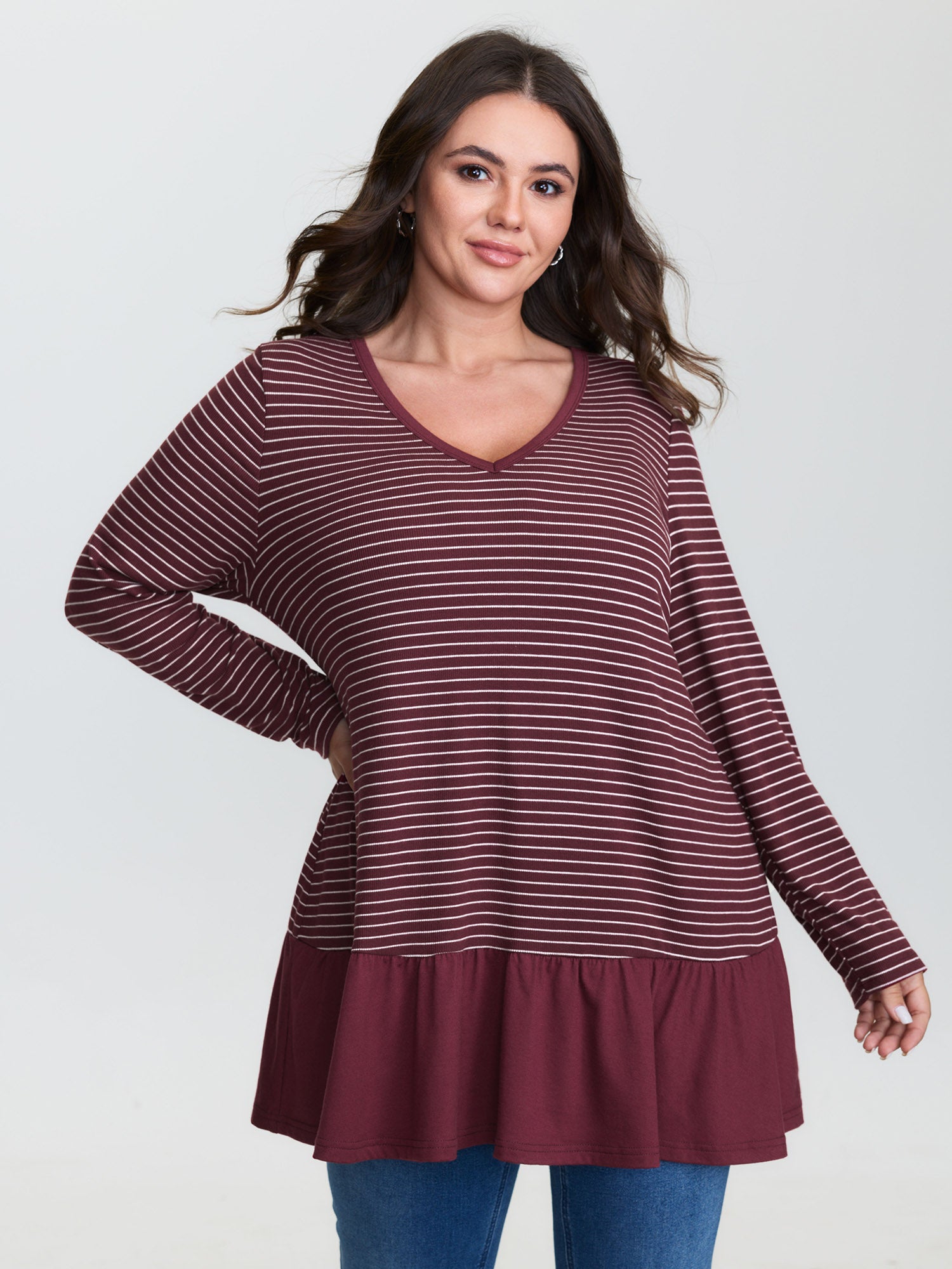 Supersoft Striped Textured Knit Tunic Top