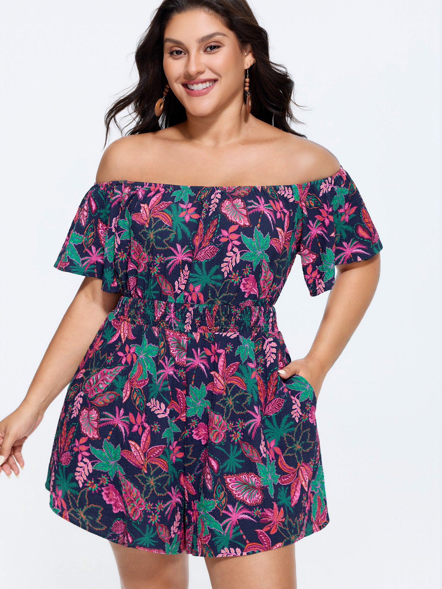 Floral Print Ruffled Off-Shoulder Romper