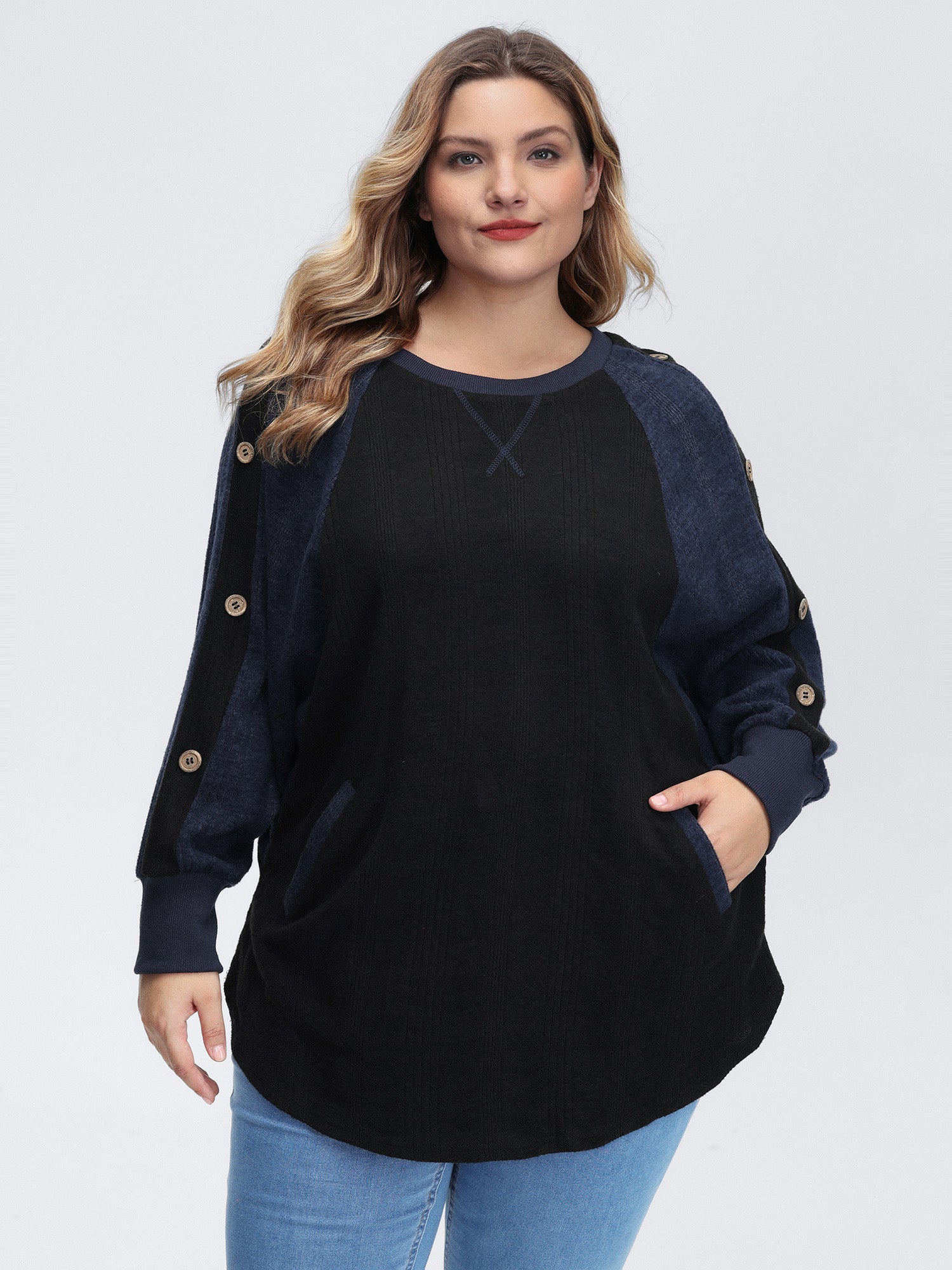 Color Contrast Raglan Sleeve Sweatshirt
