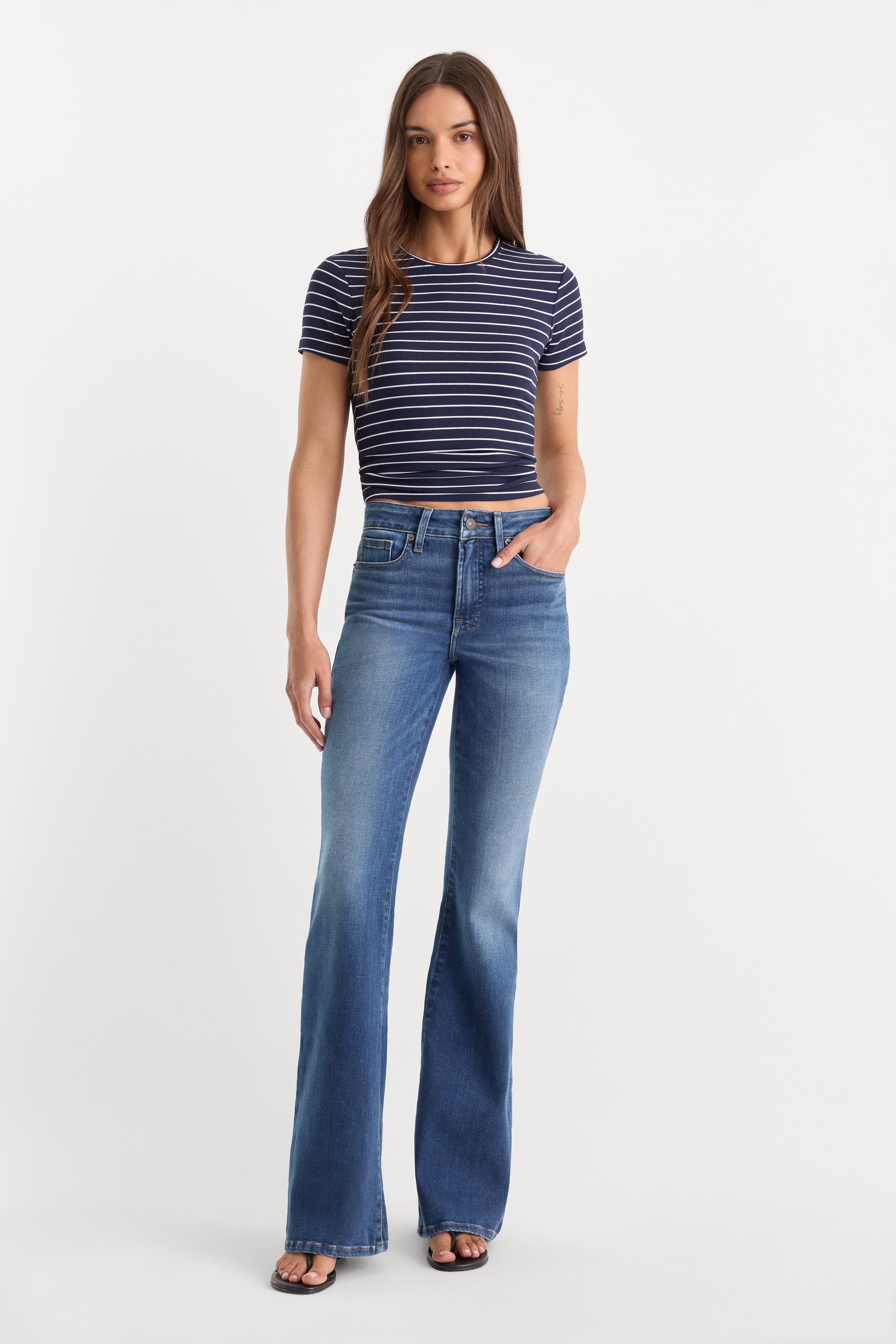 SOFT TECH GOOD LEGS FLARE JEANS | INDIGO1233