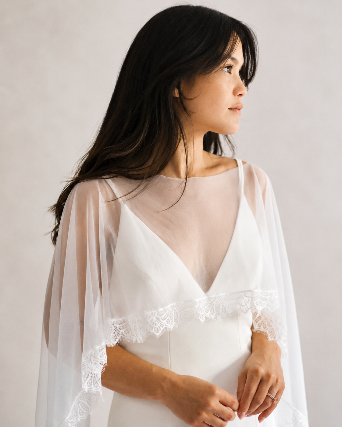 Lace Trim Bridal Capelet