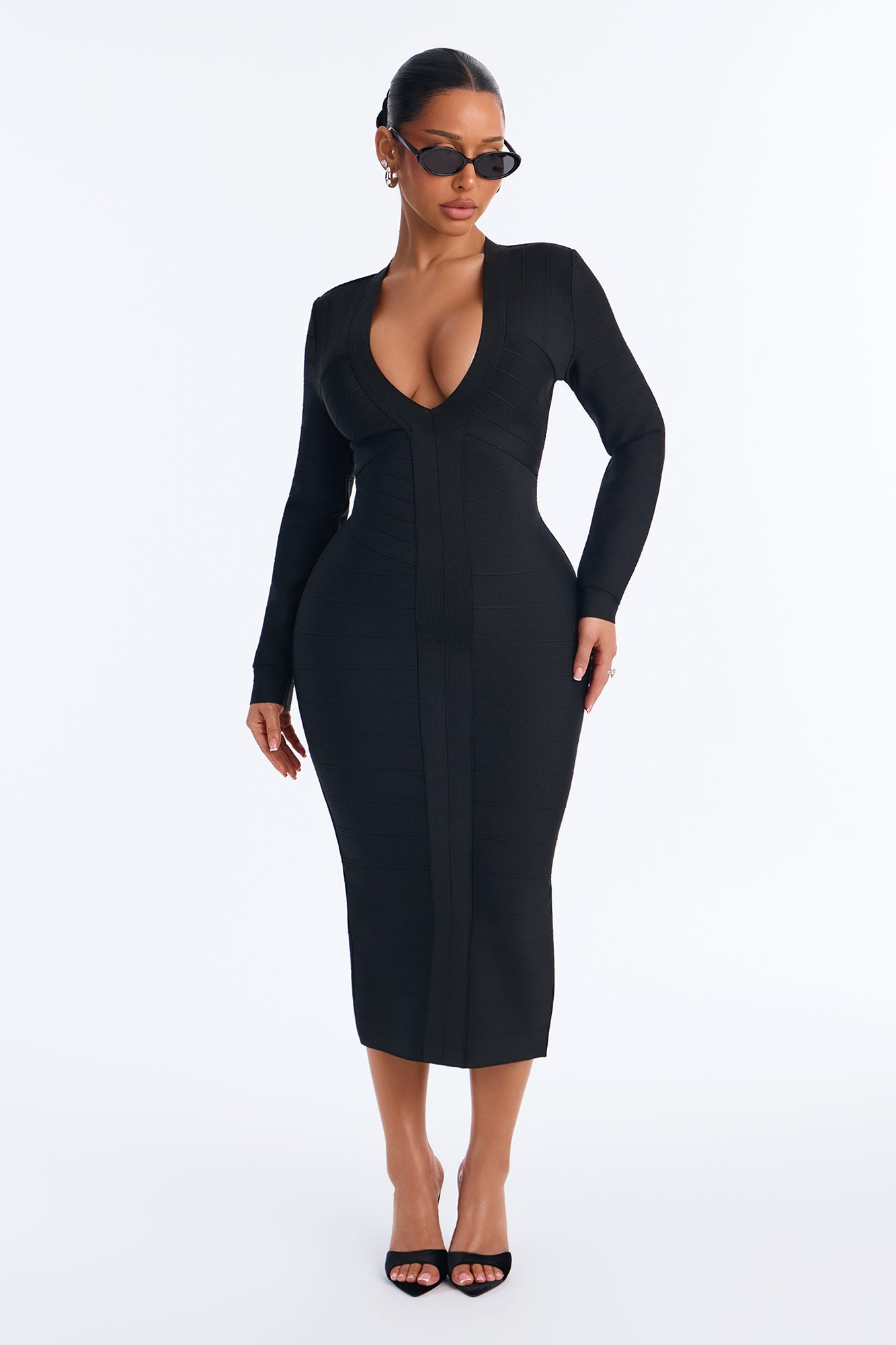 Kaylee Bandage Midi Dress - Black