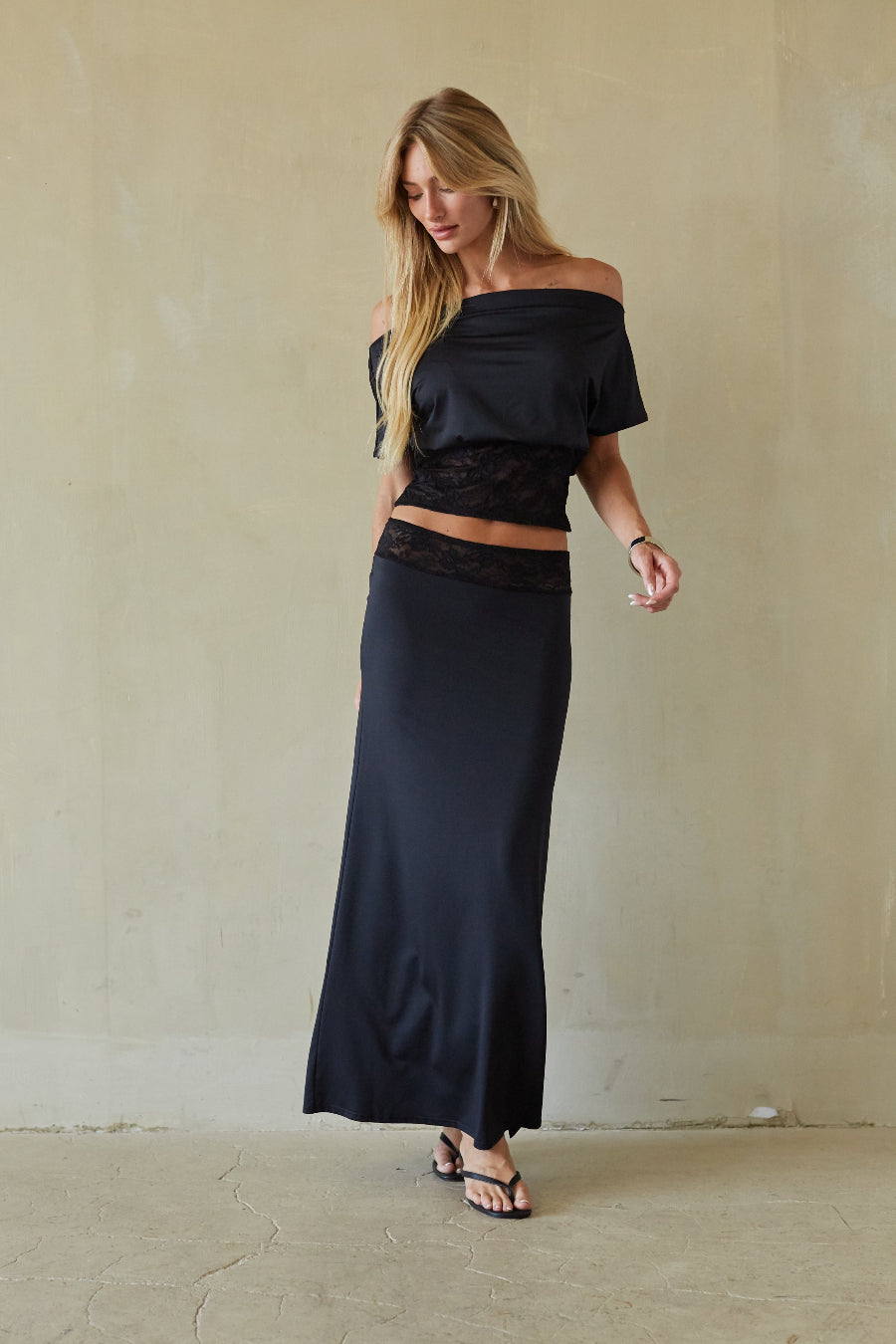 Stevie Lace Contrast Maxi Skirt