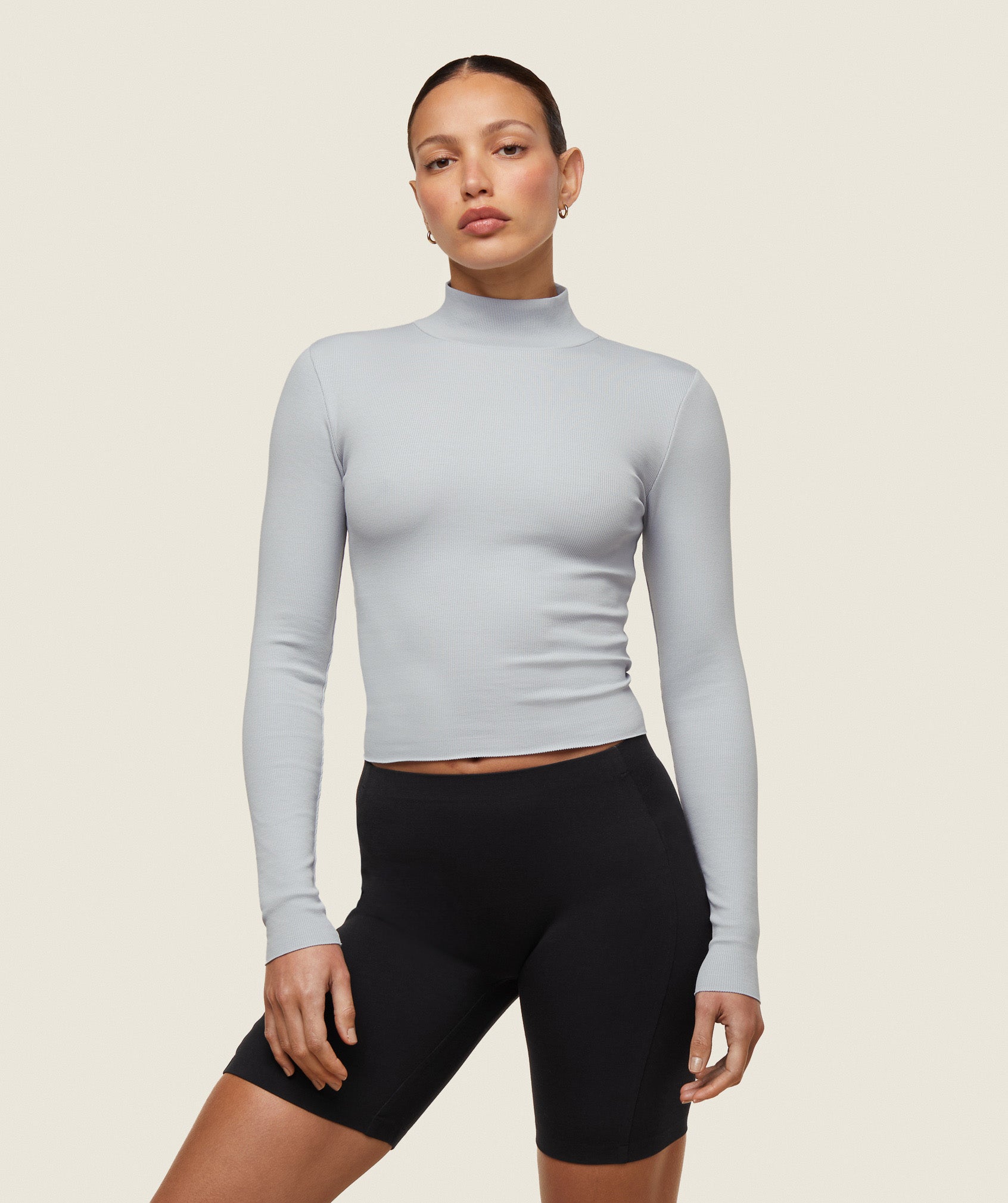 Gymshark Comfort LS Ribbed Turtle Neck - Ice Grey
