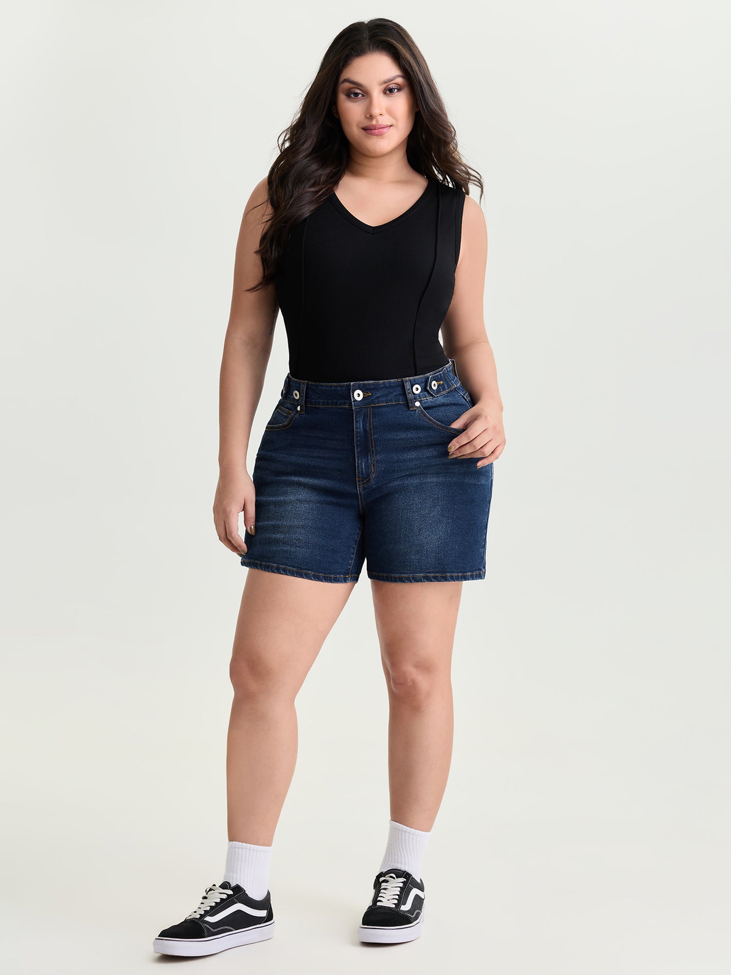 Stretchy Skinny-Fit High-Rise Denim Shorts
