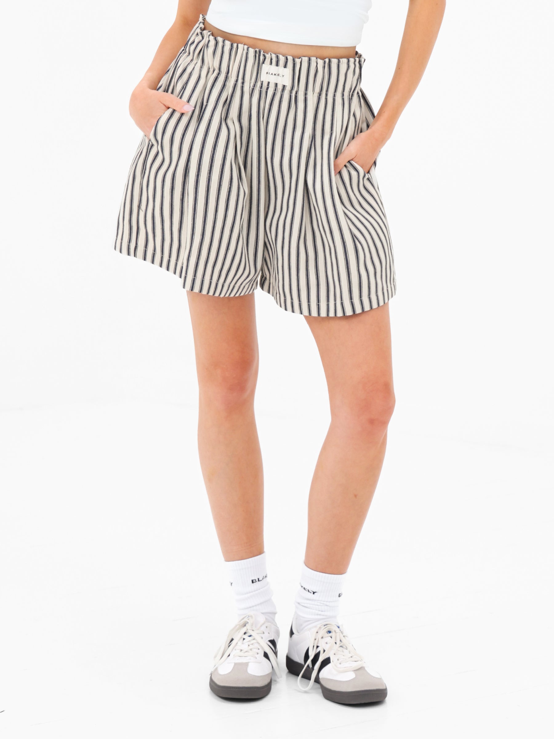 Lou Stripe Shorts - Dark Navy